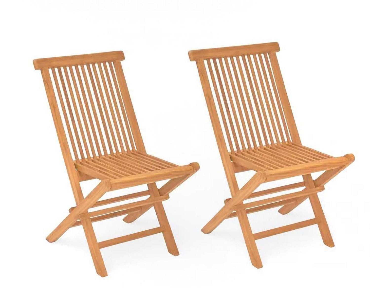 Outdoor Klappstuhl RIVA, Braun, Teakholz massiv, Klappbar, (2 St), B 43 x H 89 x T 47 cm