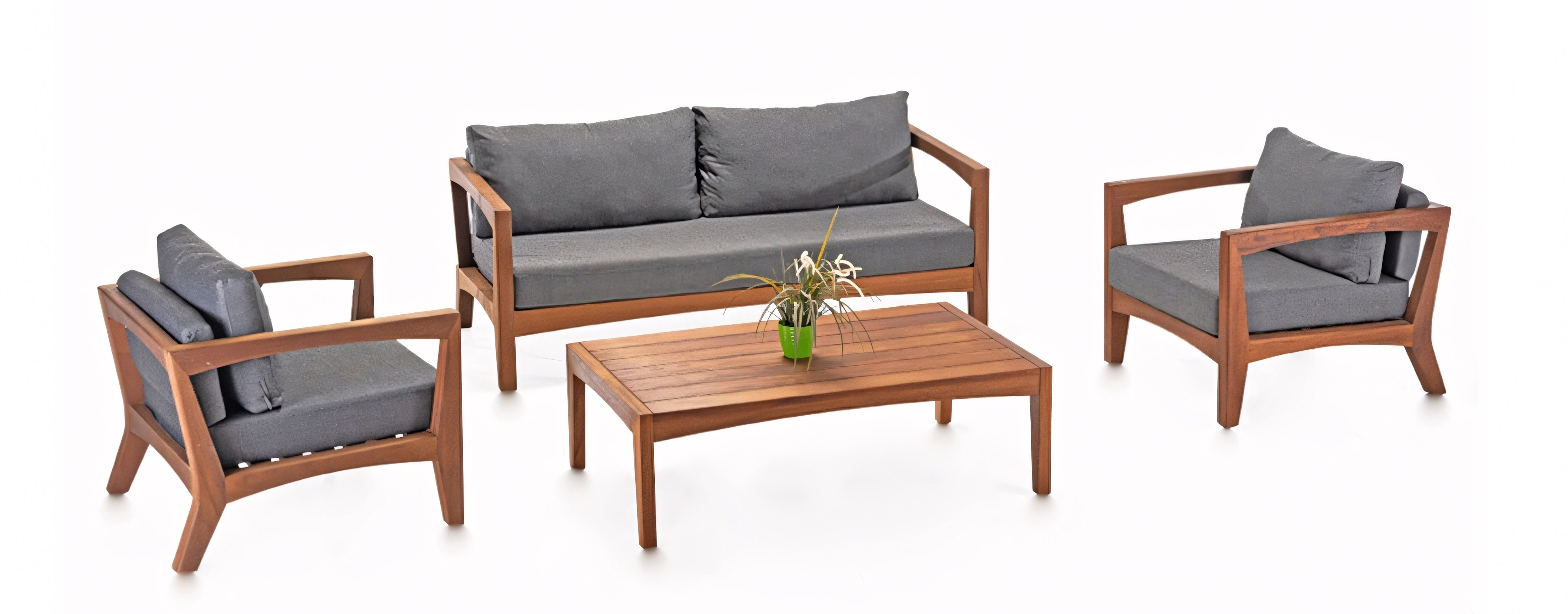Gartensofa XLMOEBEL Gartenmöbel-Couchgarnitur in Grau mit bequemen Polstern
