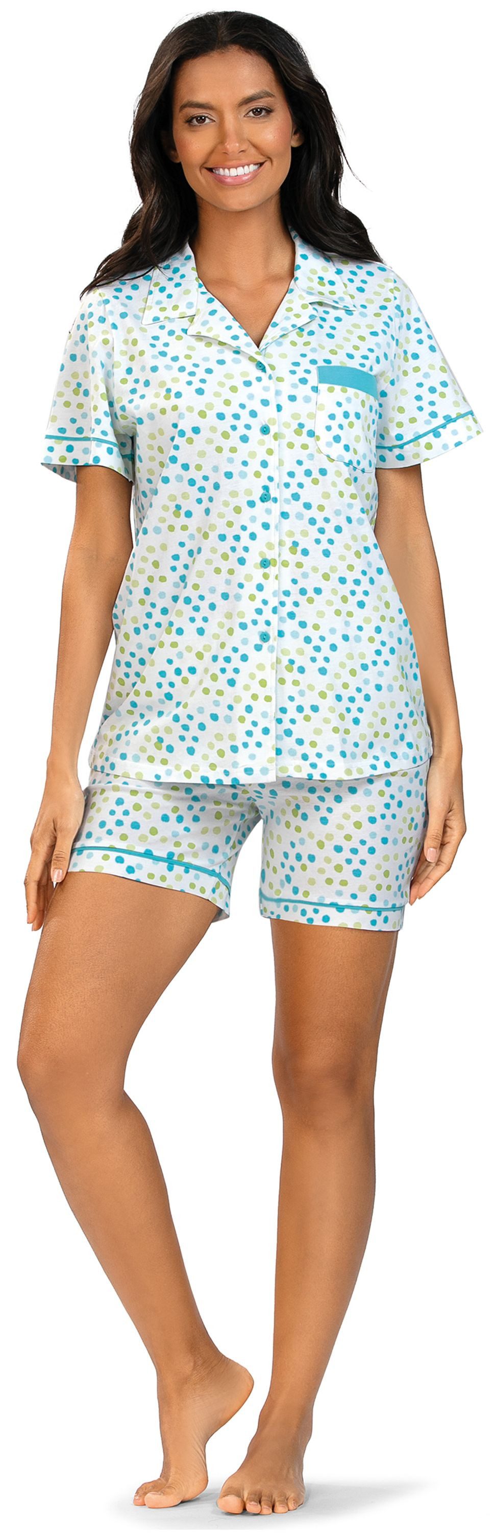 comtessa Shorty Summer Whisper (Set, 2 tlg., 2-teilig) Damen Pyjama 2-teilig Shorts Baumwolle geknöpft große Größen