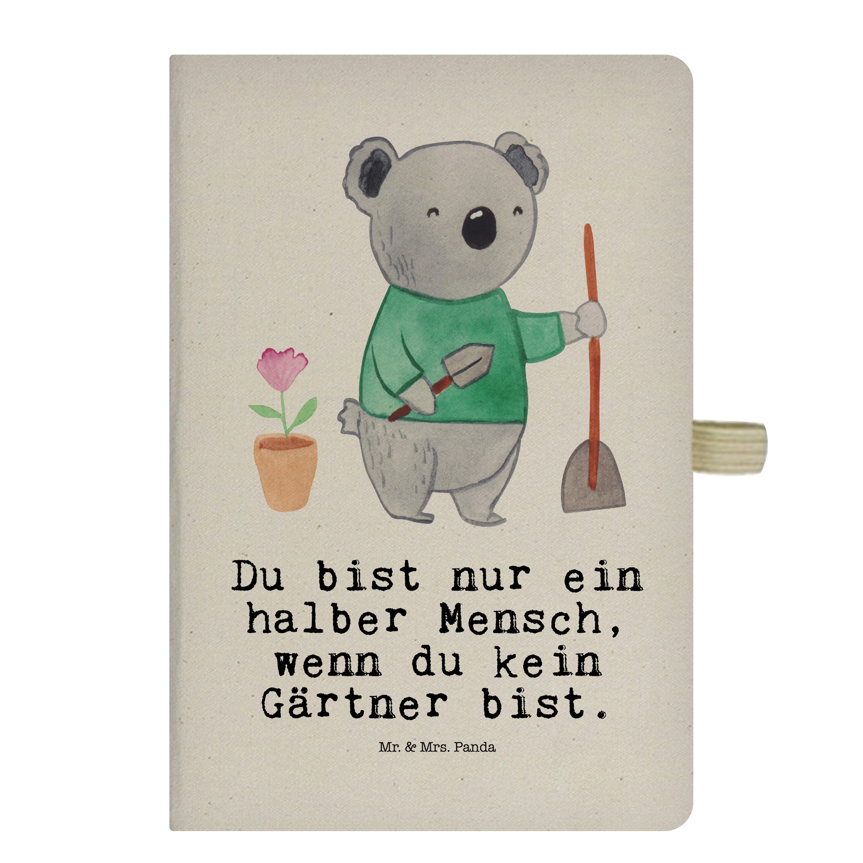 Mr. & Mrs. Panda Notizbuch Gärtner mit Herz - Transparent - Geschenk, Skizzenbuch, Kollegin, Ren Mr. & Mrs. Panda