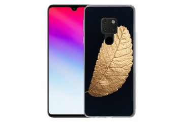 MuchoWow Handyhülle Gold - Blätter - Schwarz - Pflanzen - Luxus - Natur, Handyhülle Huawei P40 Lite, Handy Case, Silikon, Bumper Case