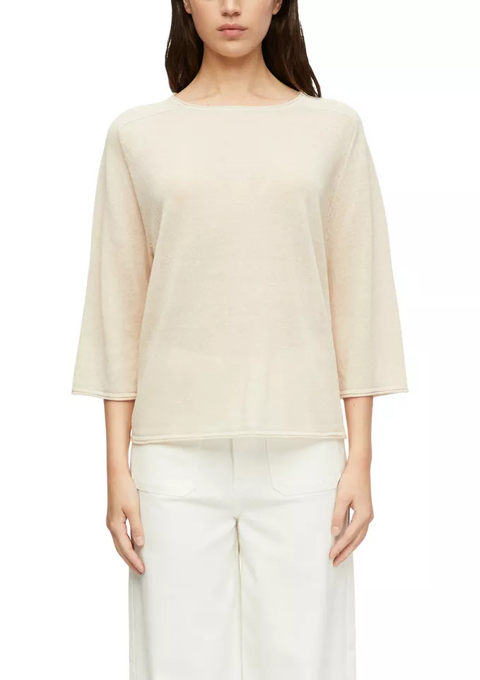 comma 3/4 Arm-Pullover Leichter Pullover mit Leinen und Viskose