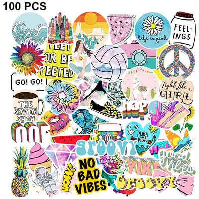 FeelGlad Aufkleber »100 Stück Sticker Dekorative Aufkleber für Wasserflaschen,Laptop Sticker,Aufkleber wasserfeste Sticker«