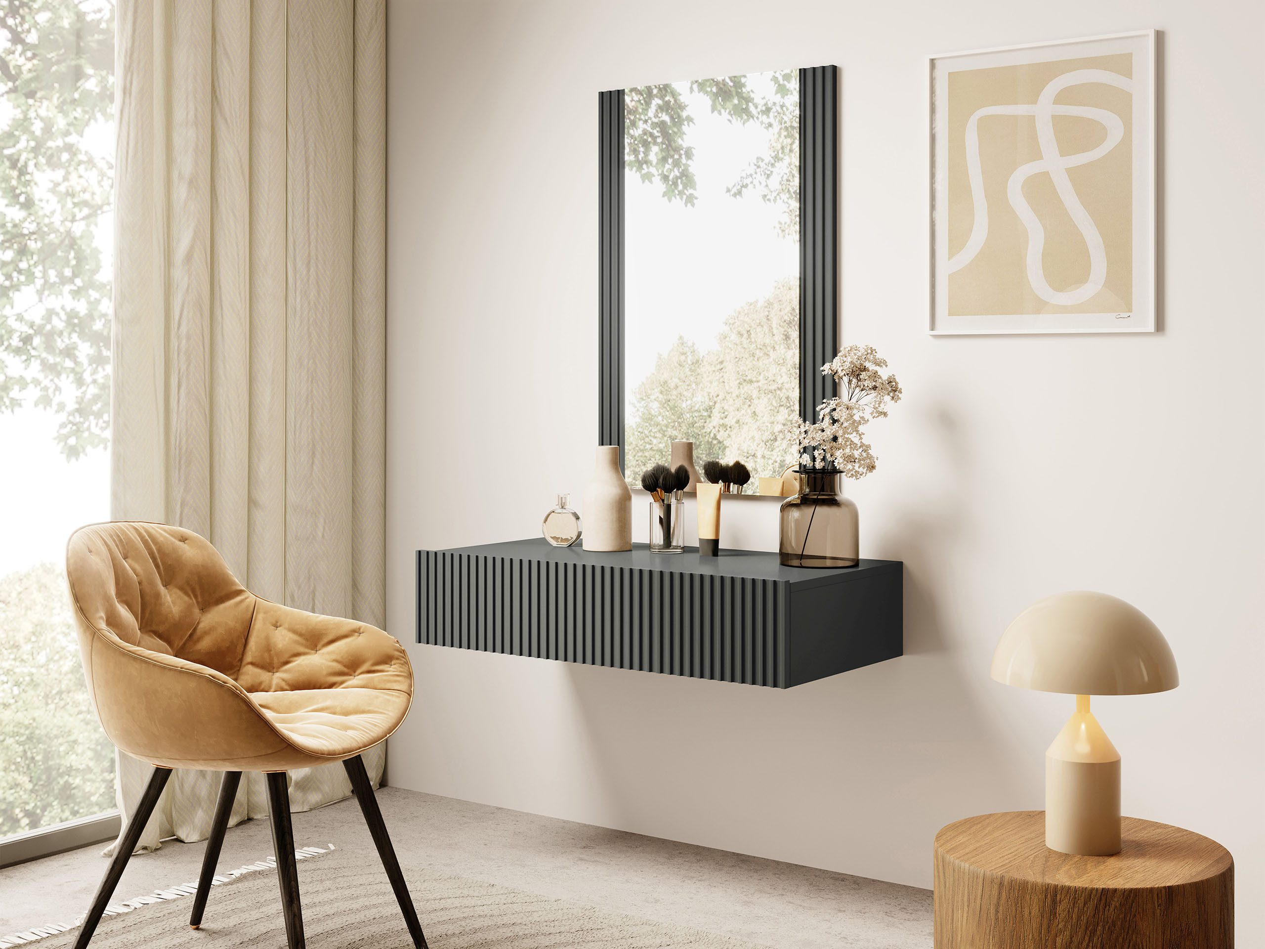 MIRJAN24 Schminktisch Vamos Grey (2er-Set, mit Schublade), mit Spiegel, Fro günstig online kaufen