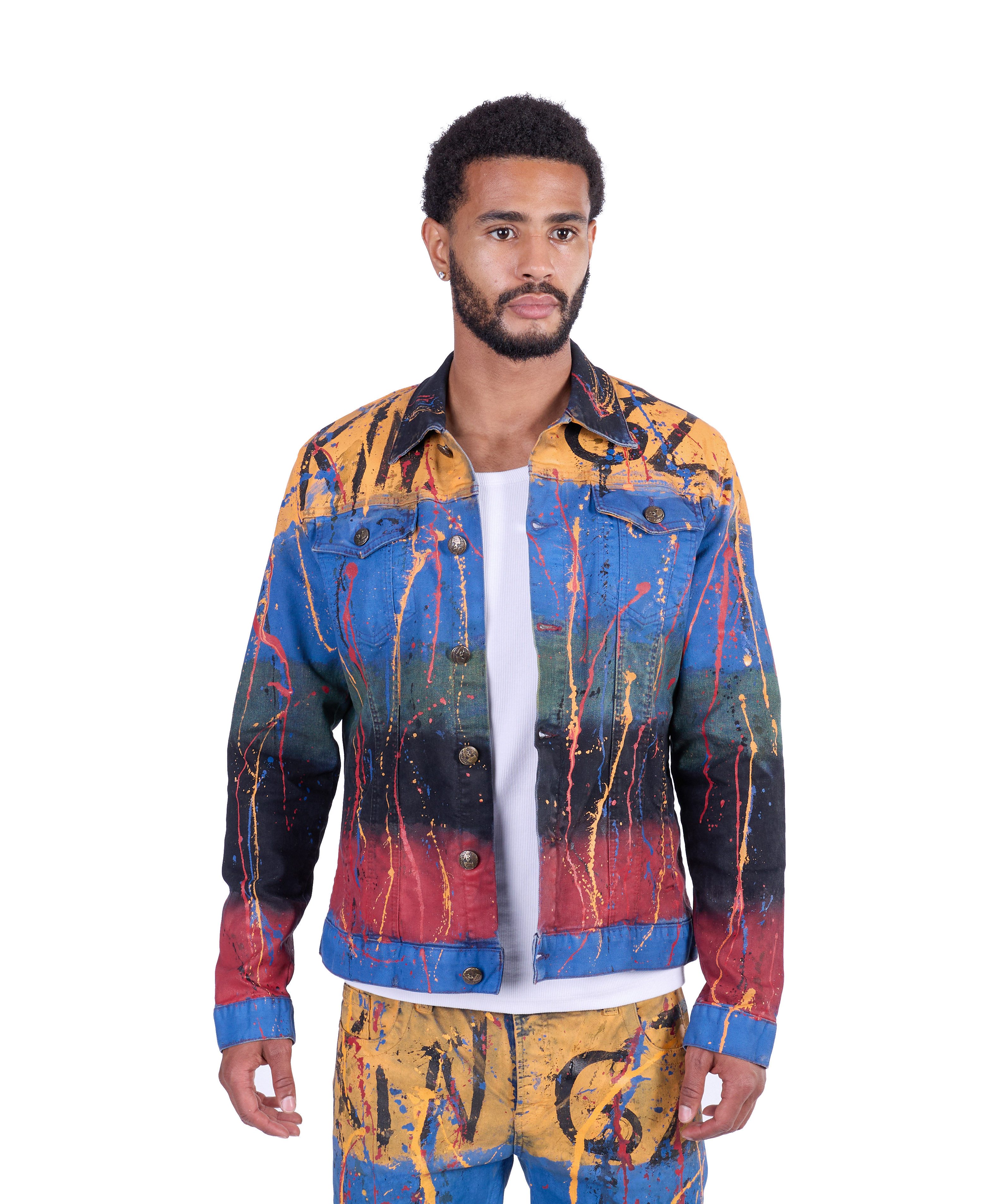 KINGZ Jeansjacke Destroyed Colorblind Designer Jeansjacke Blau M
