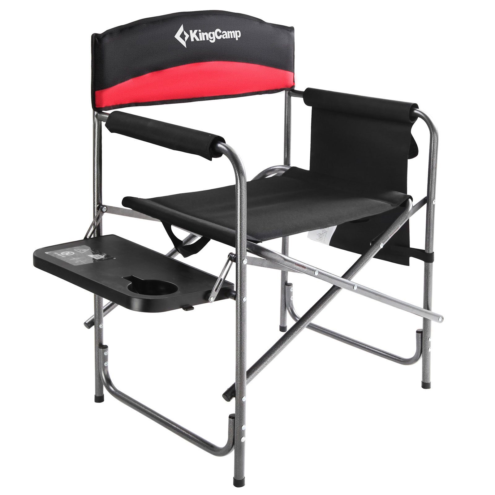 KingCamp Campingstuhl Regie Stuhl XL Director Camping Falt Klapp, Sessel Armlehne Tisch 180 kg