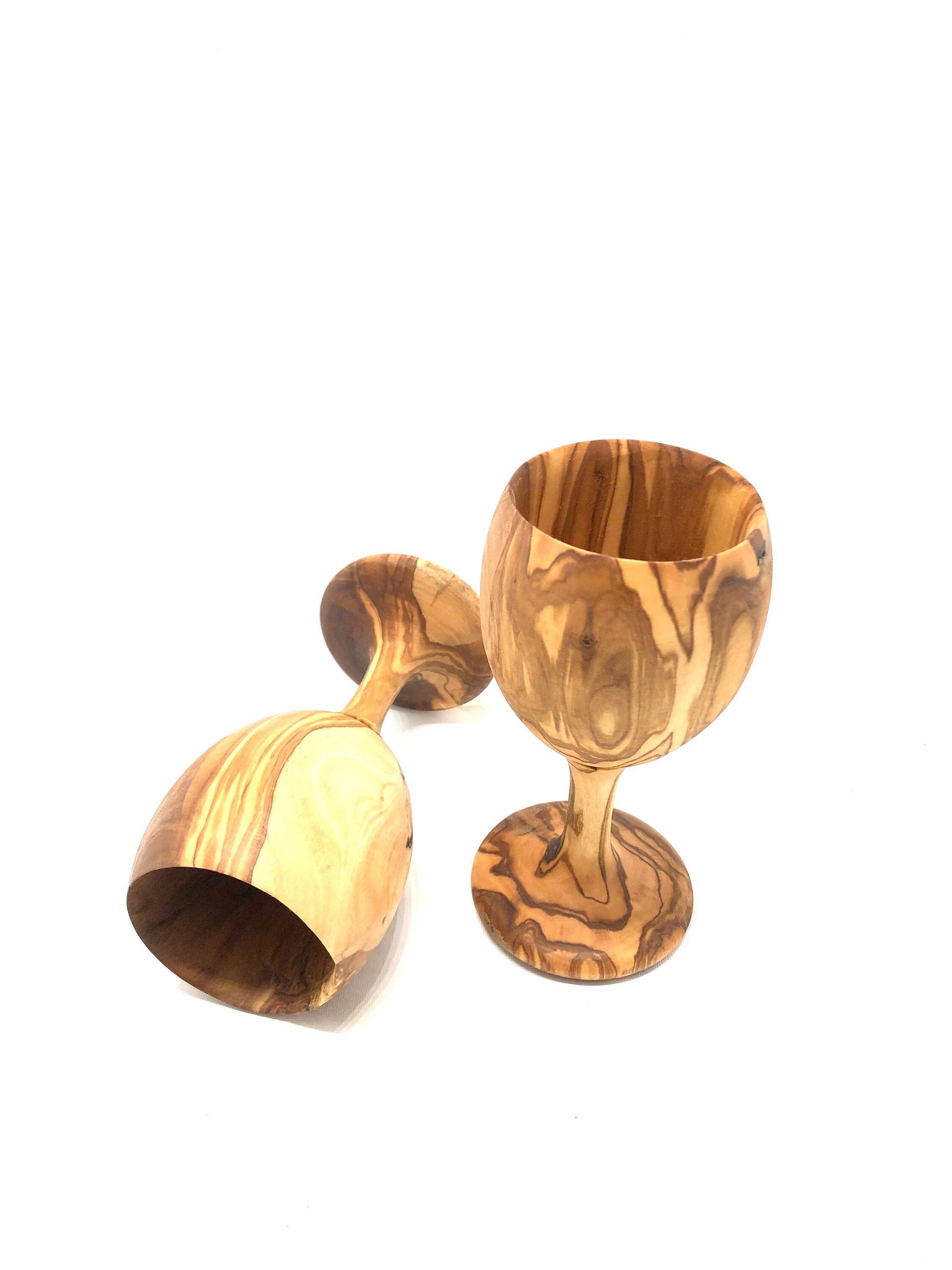 Olivenholz-erleben Weinglas Weinkelch VINO, 1-tlg., Olivenholz, Edler Begleiter für besondere Anlässe – jedes Stück ein Unikat