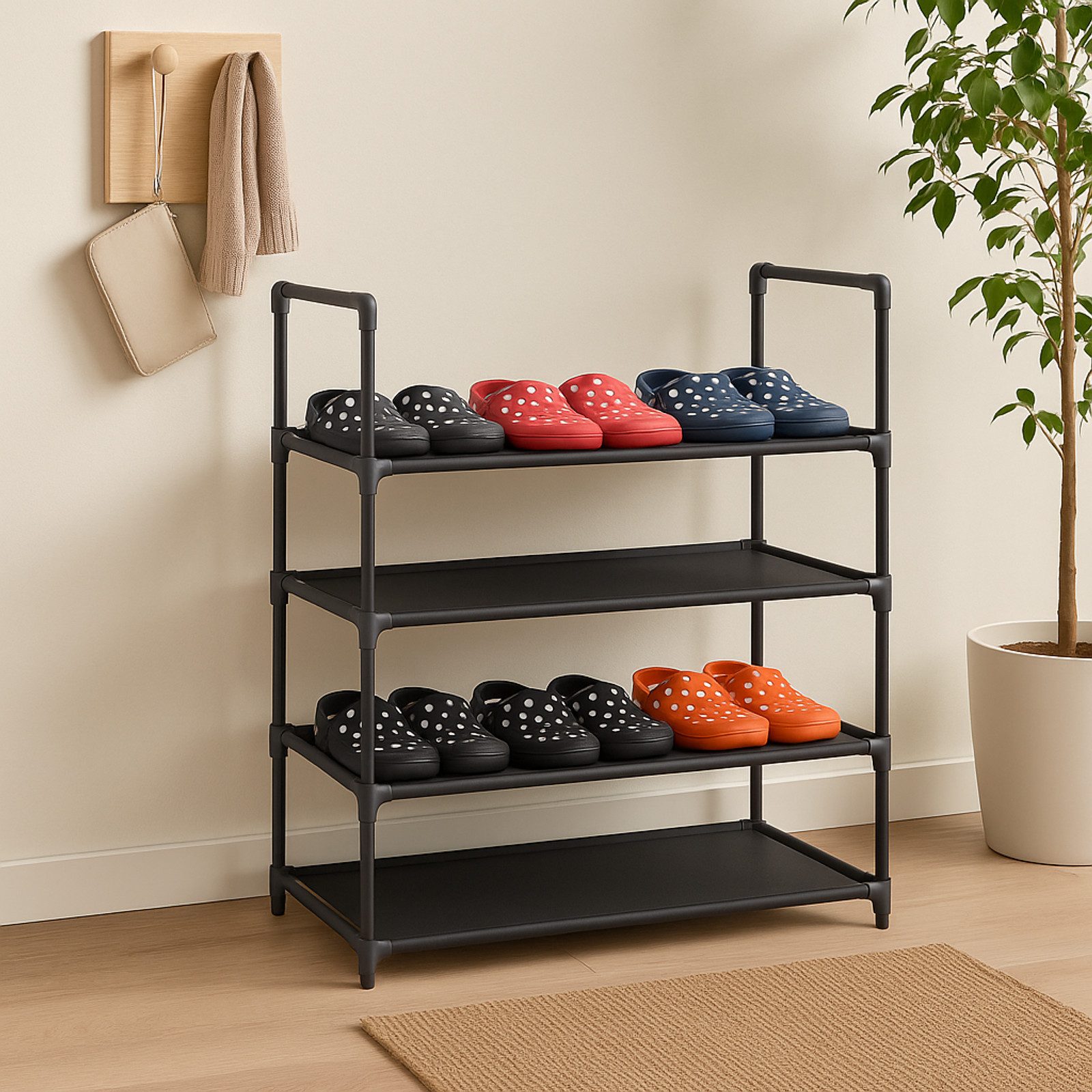 BURI Regal Schuhregal mit 4 Ablagen Schuhablage Schuhständer Schuhständer Regal – Bild 4 von 5