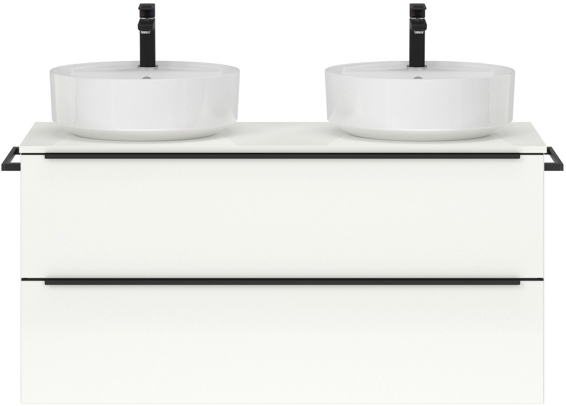 nobilia® Waschtisch-Set Alvene, (1-St., mit Doppelwaschplatz, vormontiert, mit Soft-Close), Hochglanz Front, in vier Breiten