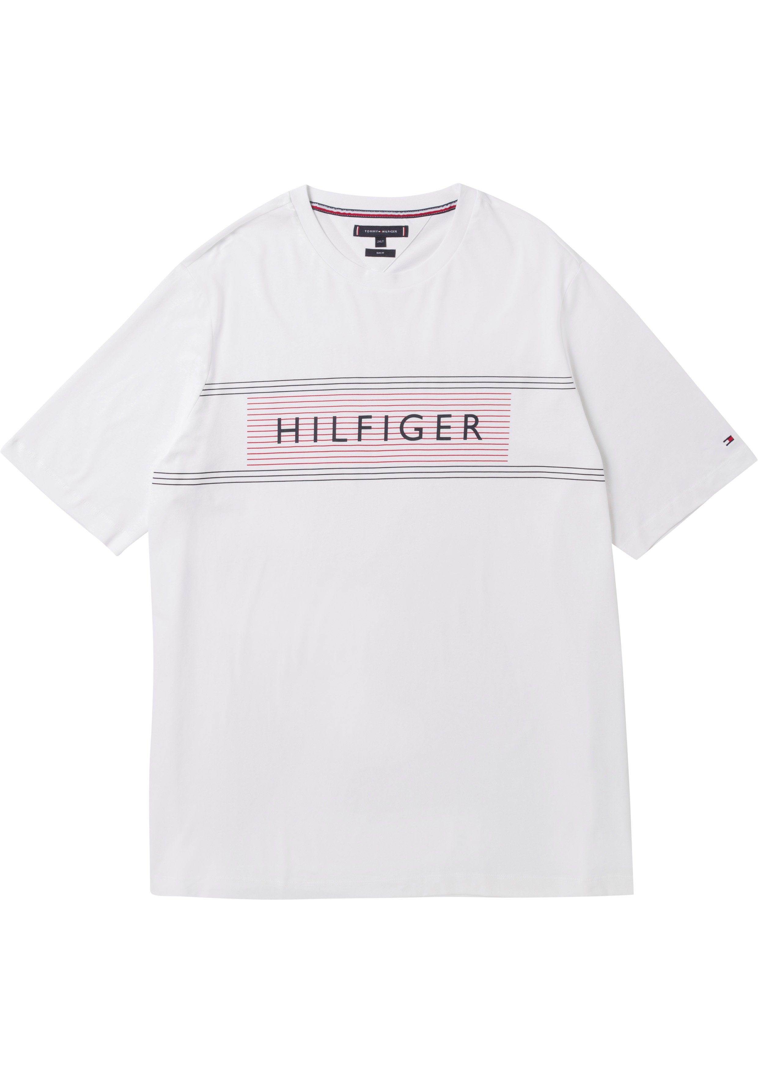 Tommy Hilfiger Big & Tall T-Shirt (1-tlg) mit Tommy Hilfiger Labelfarben innen am Ausschnitt weiß