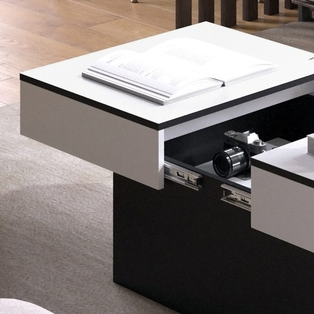 Vicco Couchtisch Boto, Schwarz/Weiß, 95 x 58 cm Ausziehbar