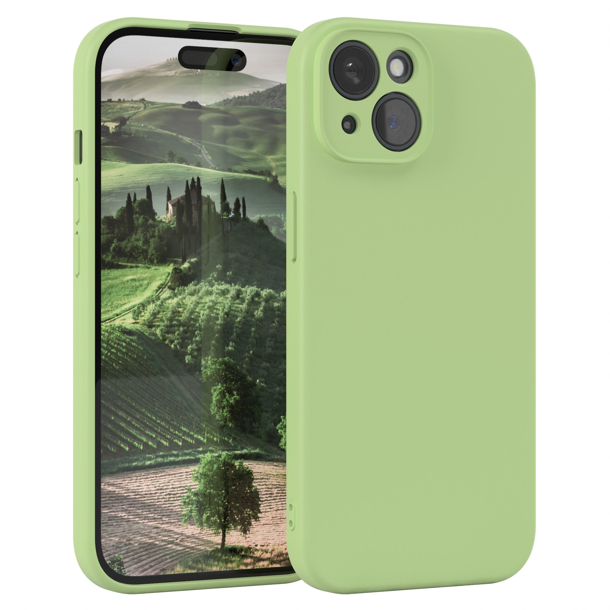 EAZY CASE Handyhülle für Apple iPhone 15 Hülle Silikon 6,1 Zoll, Smart Slimcover Matt Silikon Schutzhülle mit Kameraschutz tpu Grün