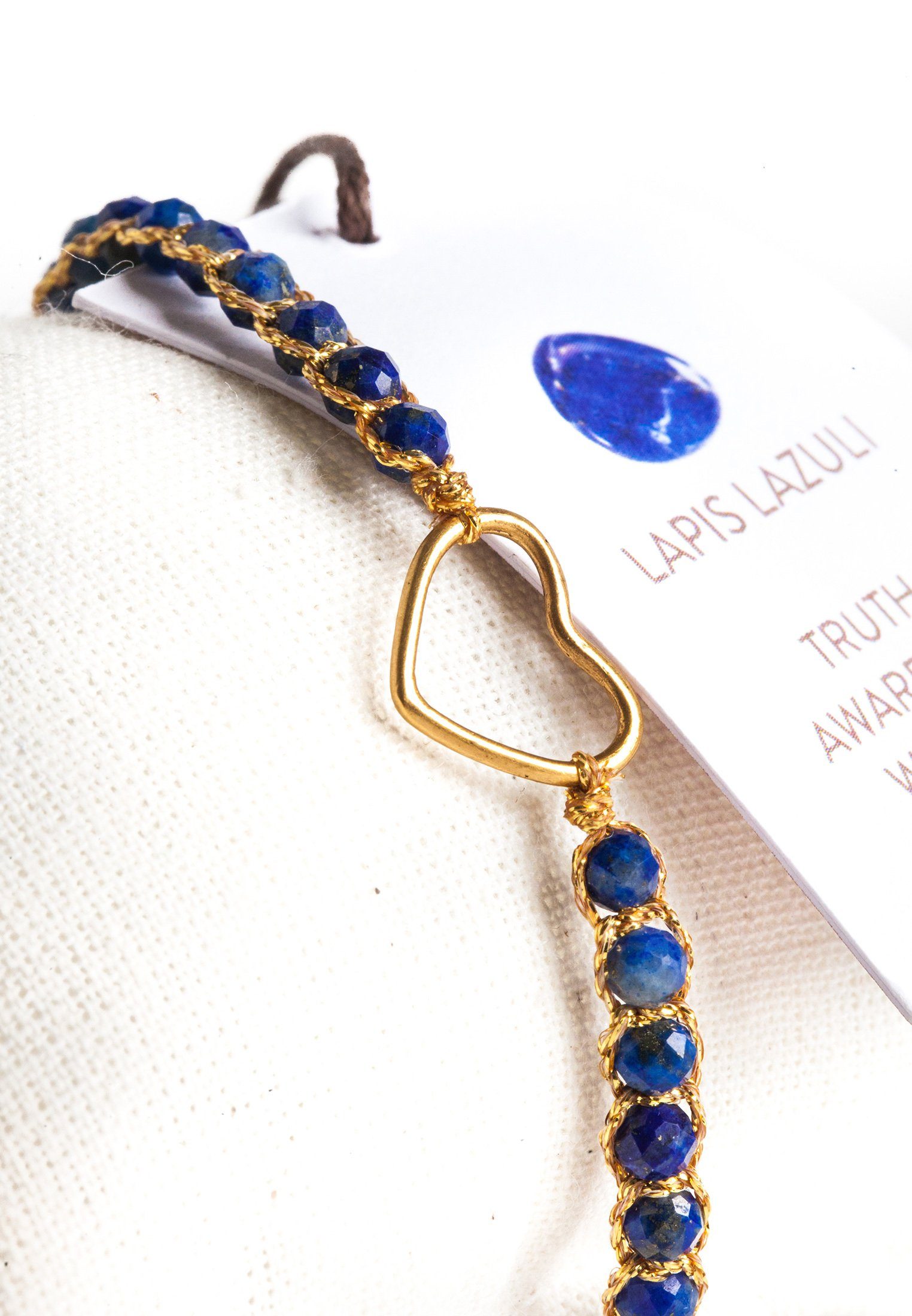 SAMAPURA Armband Lapislazuli-Herz-Armband, Gold Faden (kein Set, 1-tlg)