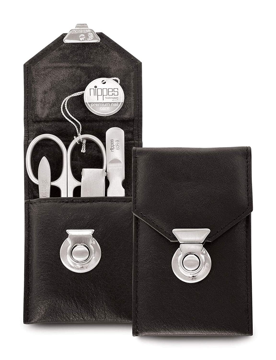 nippes Solingen Maniküre-Etui Maniküre Set LOCKS mit Rindleder-Etui, Instrumente aus Edelstahl, 4 tlg.