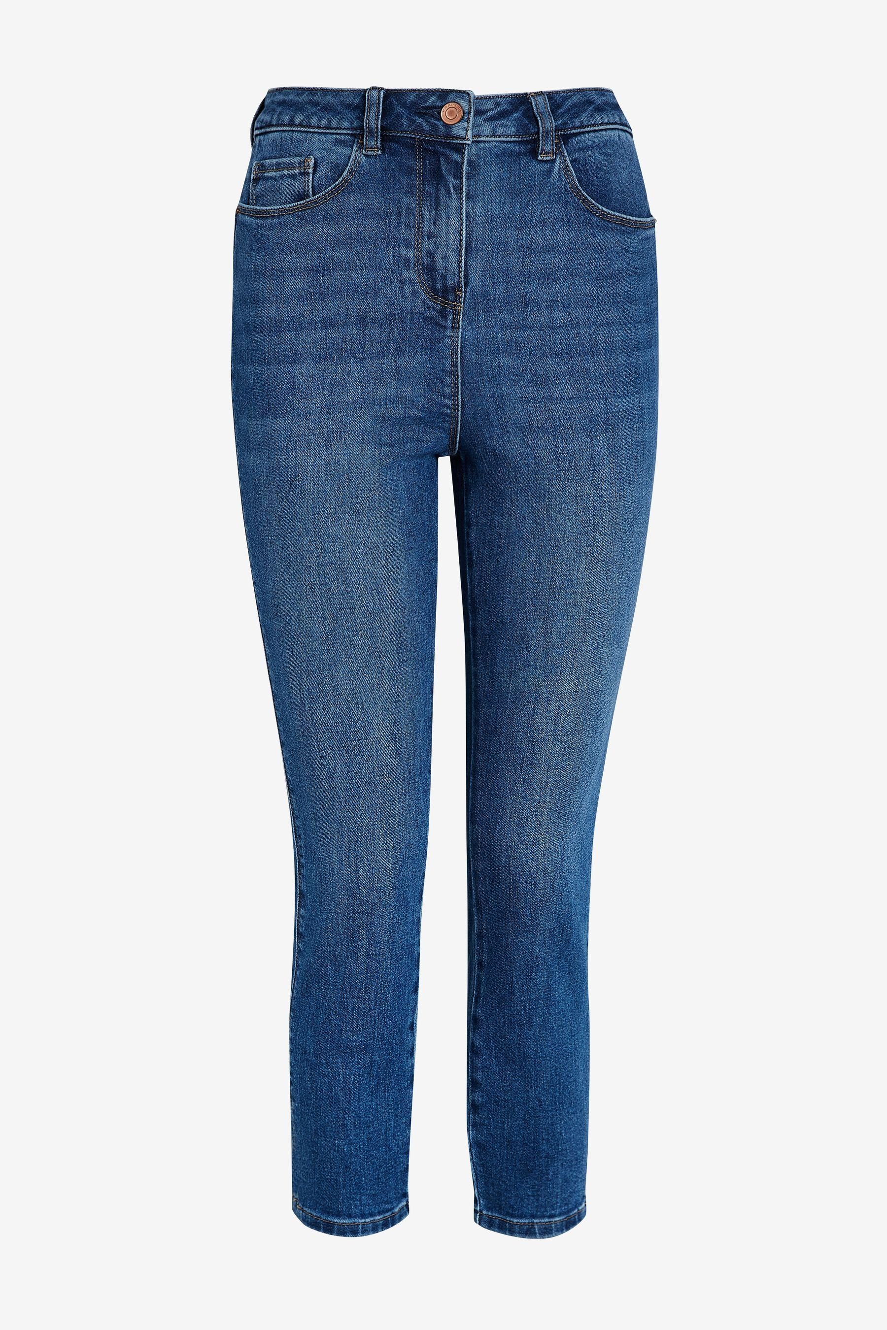 Skinny-Jeans Cropped Next Denim (1-tlg) Blue Caprijeans Mid