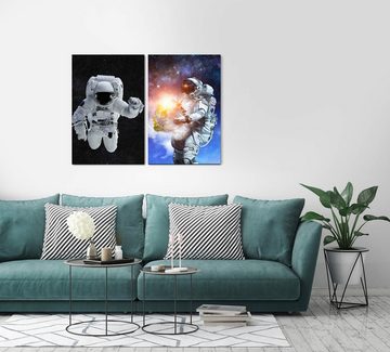 Sinus Art Leinwandbild 2 Bilder je 60x90cm Astronaut Weltraum Sterne Universum Fantasie Zauberhaft Galaxie
