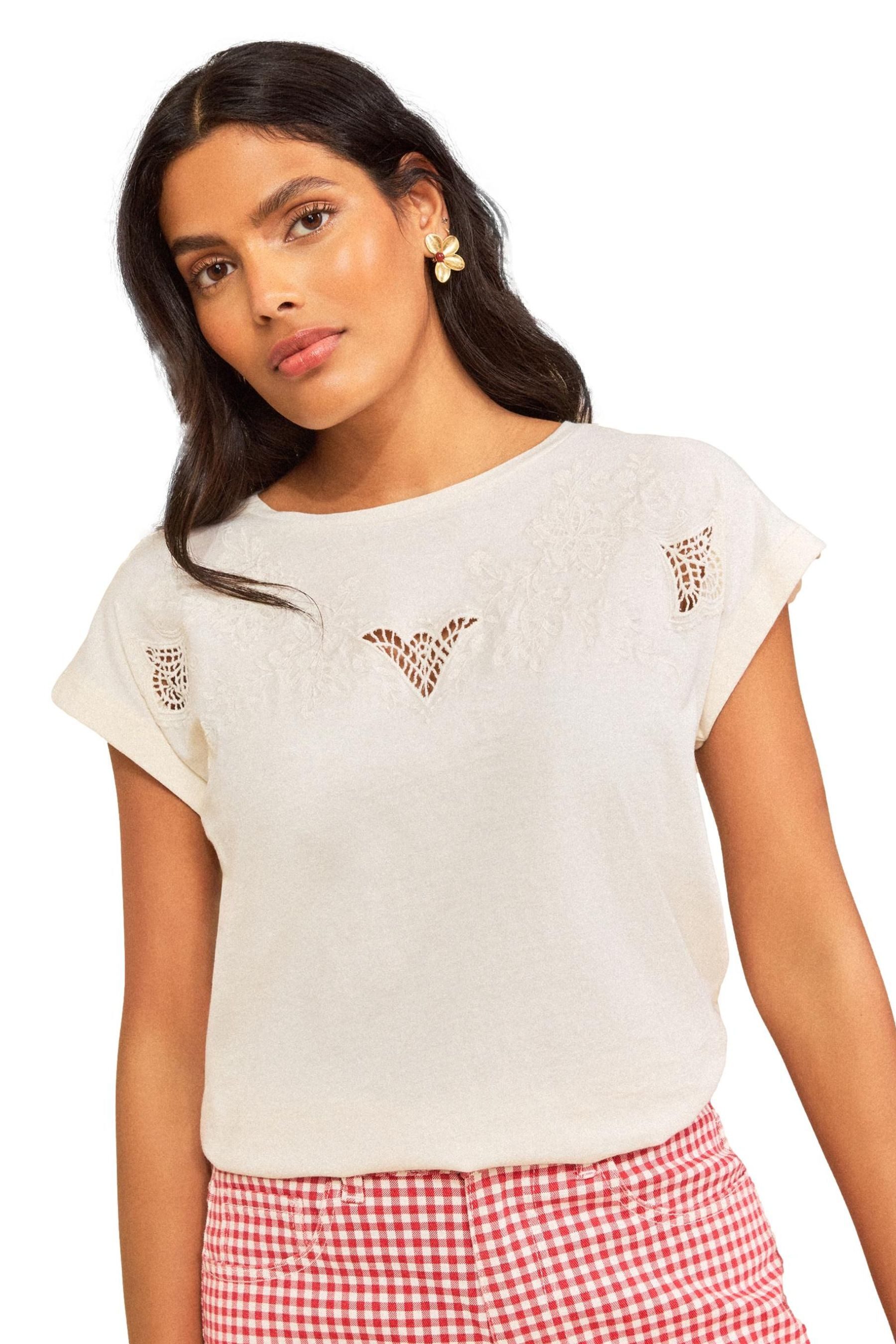 T-Shirt Love & Roses Rundhals-T-Shirt, Stickerei, Regular