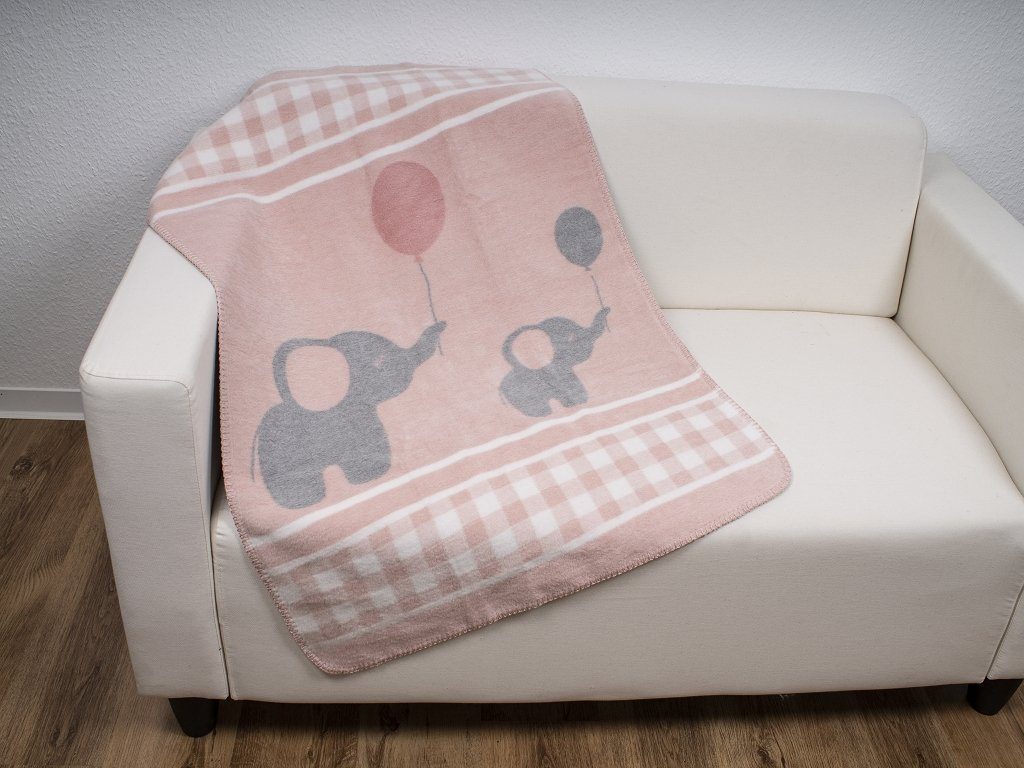 Babydecke Baby Decke mit Overlock Rand 75 x 100 cm verschiedenen Farben und  Tiermotive, Home Edition
