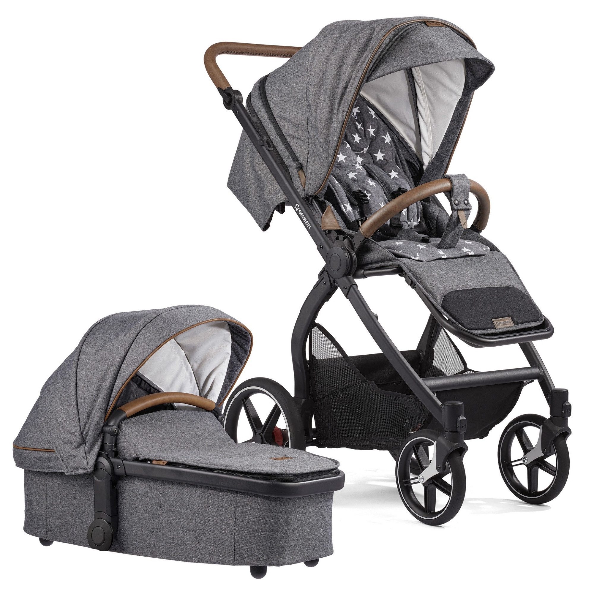 Gesslein Kombi-Kinderwagen Gesslein FX4 Swing 2in1 Kinderwagen-Set inkl. Babywanne Panorama Relax