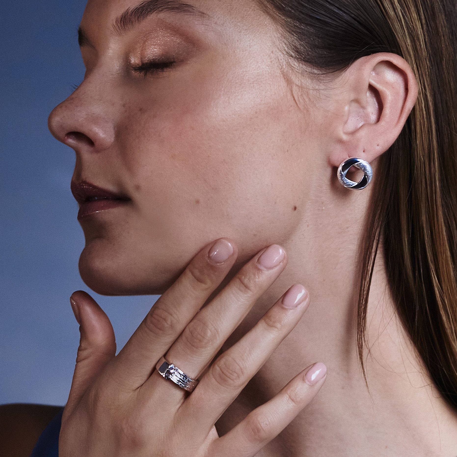 Sternvoll Silberring Rhodinierter Verlobungsring mit Wellenstruktur, 925 Sterling Silber - rhodiniert