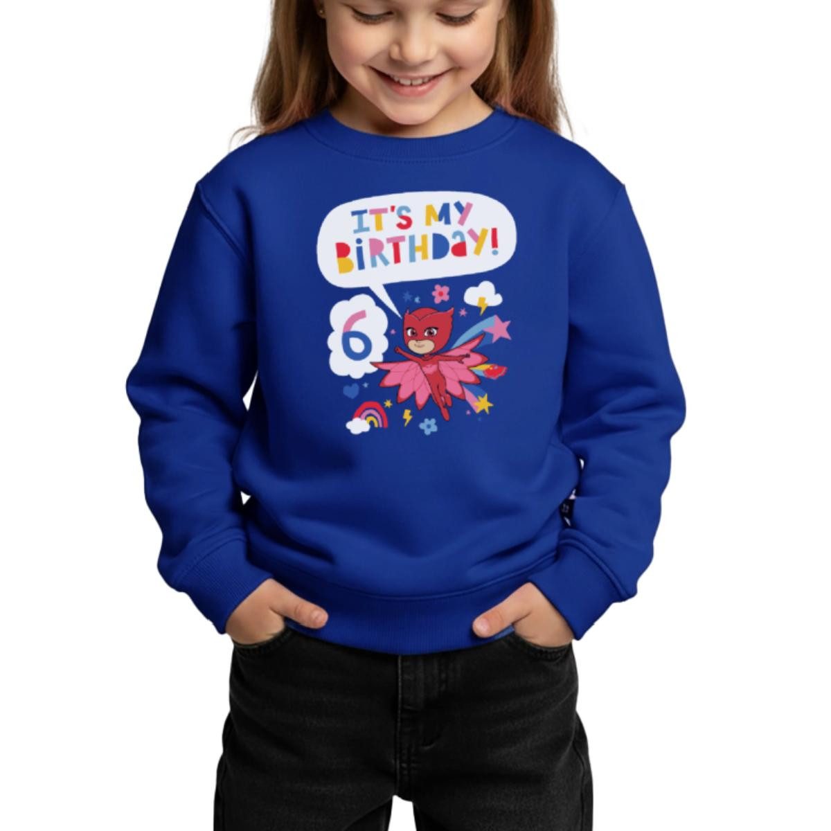 Spreadshirt Sweatshirt PJ Masks Eulette Geburtstags Design 6. Geburtstag Kinder Premium Pullo (1-tlg)