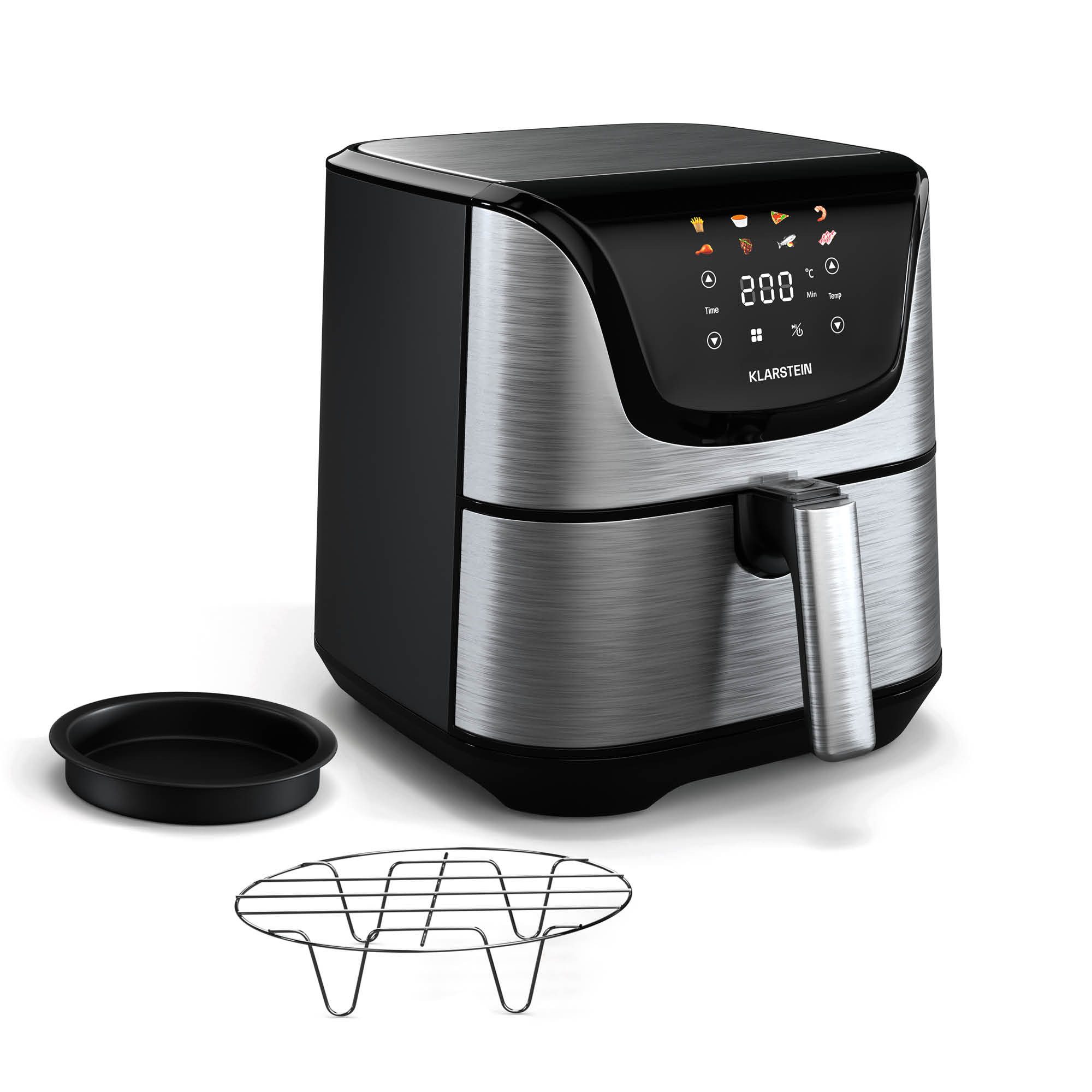 Klarstein Heißluftfritteuse, 1700 W, Heißluftfritteuse Backen Rösten Grill Thermostat 5,4L 1700 W LCD Touch