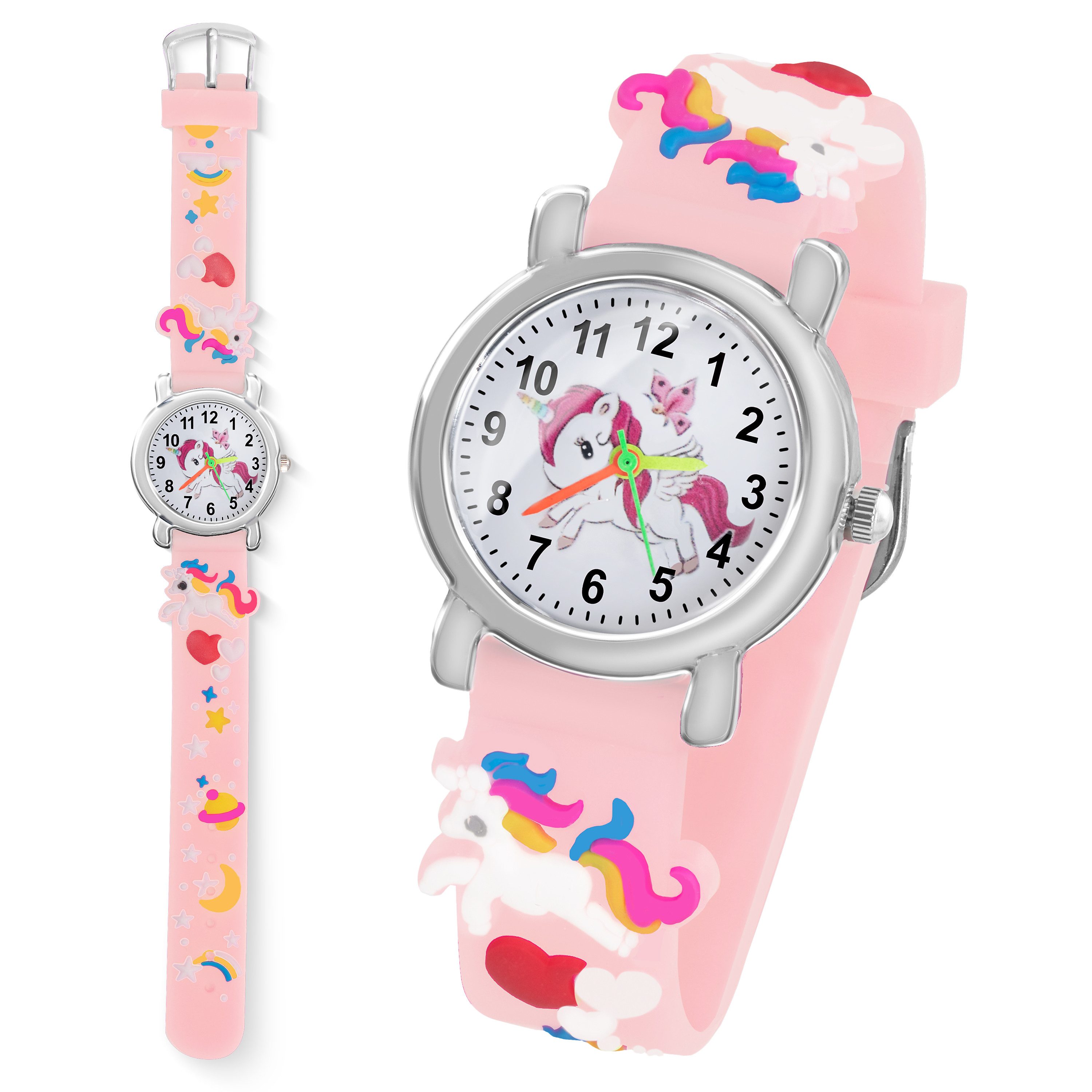 Taffstyle Quarzuhr Kinder Armbanduhr Einhorn Silikonuhr für Mädchen und Jungen, (Mädchen Jungen Sportuhr Bunte Kinderuhr Farbige Lernuhr Silikonuhr Süß)