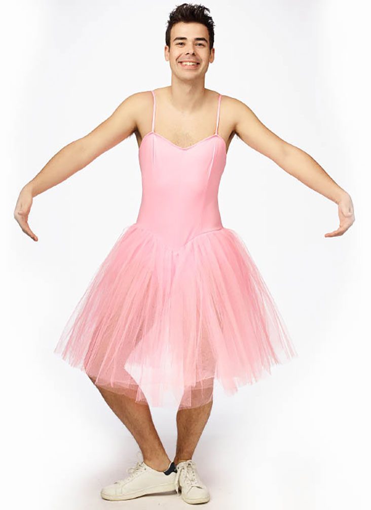 Karneval-Klamotten Kostüm Ballerina Tänzerin Herren rosa, Ballerinakleid Männer Karneval Party Outfit Herrenkostüm