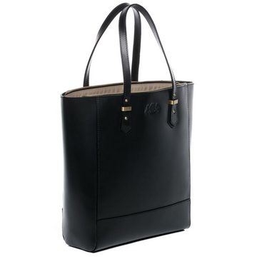 SID & VAIN Shopper Leder Umhängetasche Damen TRISH, Handtasche Echtleder für Damen, Schultertasche schwarz