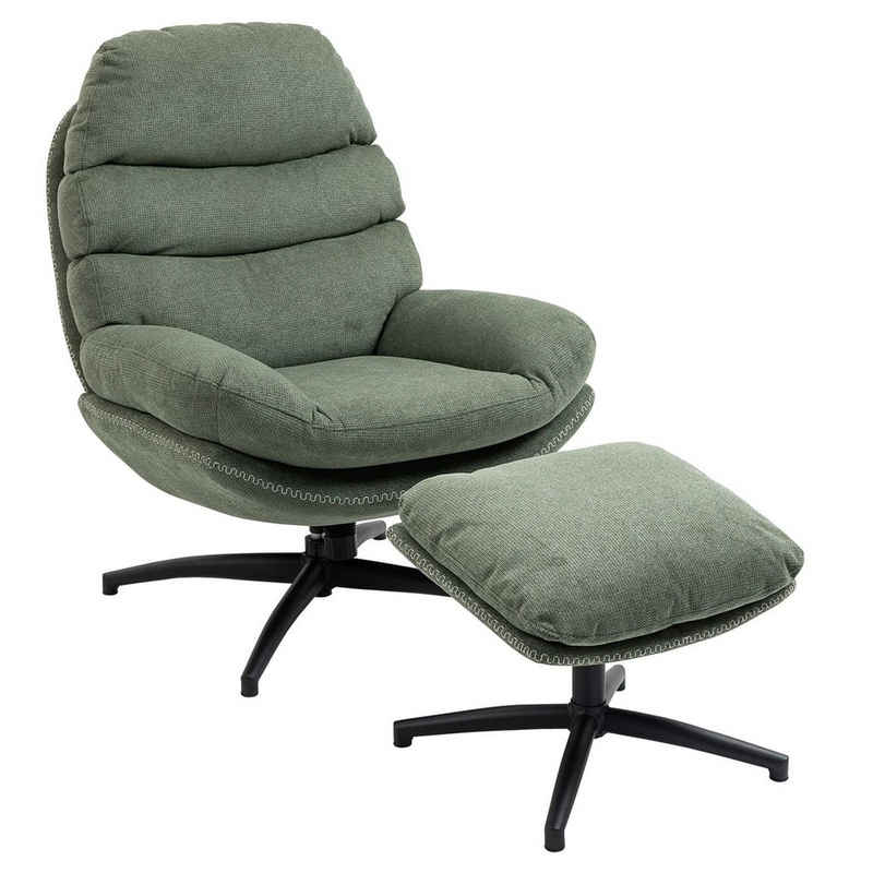 CARO-Möbel Relaxsessel, Relaxsessel mit Hocker Polstersessel Wohnzimmer Metall Stoff Modern