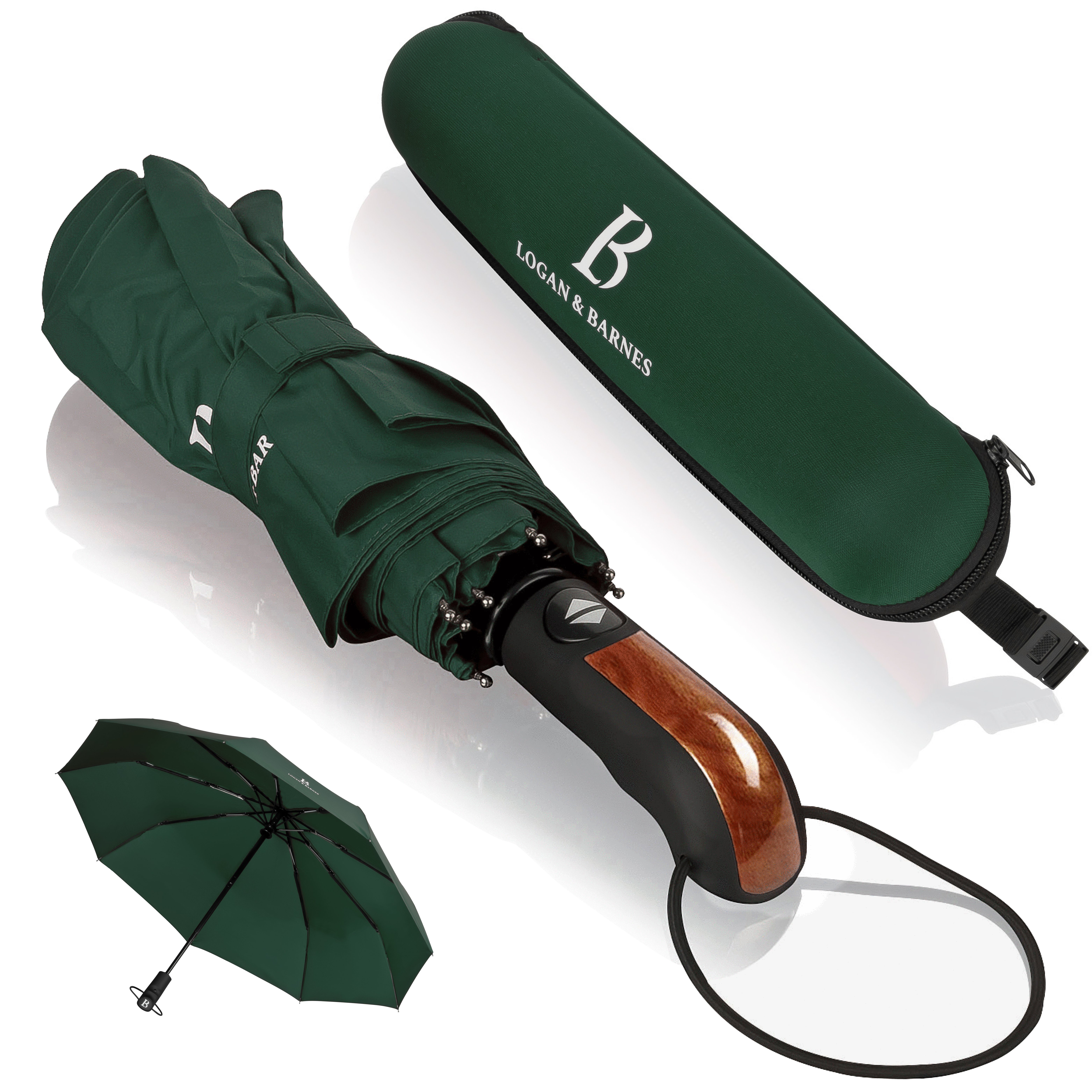 Logan & Barnes Taschenregenschirm Glasgow, Sturmfest bis 140 km/h