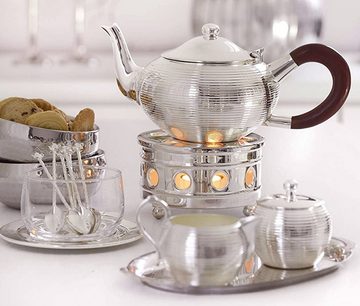 EDZARD Teestövchen Lydia, Warmhalteplatte für Kaffee und Tee, Stoevchen für Teelicht, Höhe 8 cm, schwerversilbert, 1-flammig