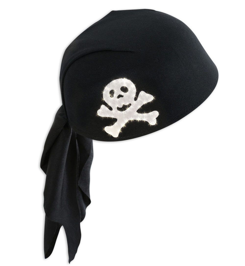 Fries Piraten-Kostüm Piraten Haube Blinkend Karneval Halloween Fasching Party Gr. 58 cm, Blinkender Totenkopf