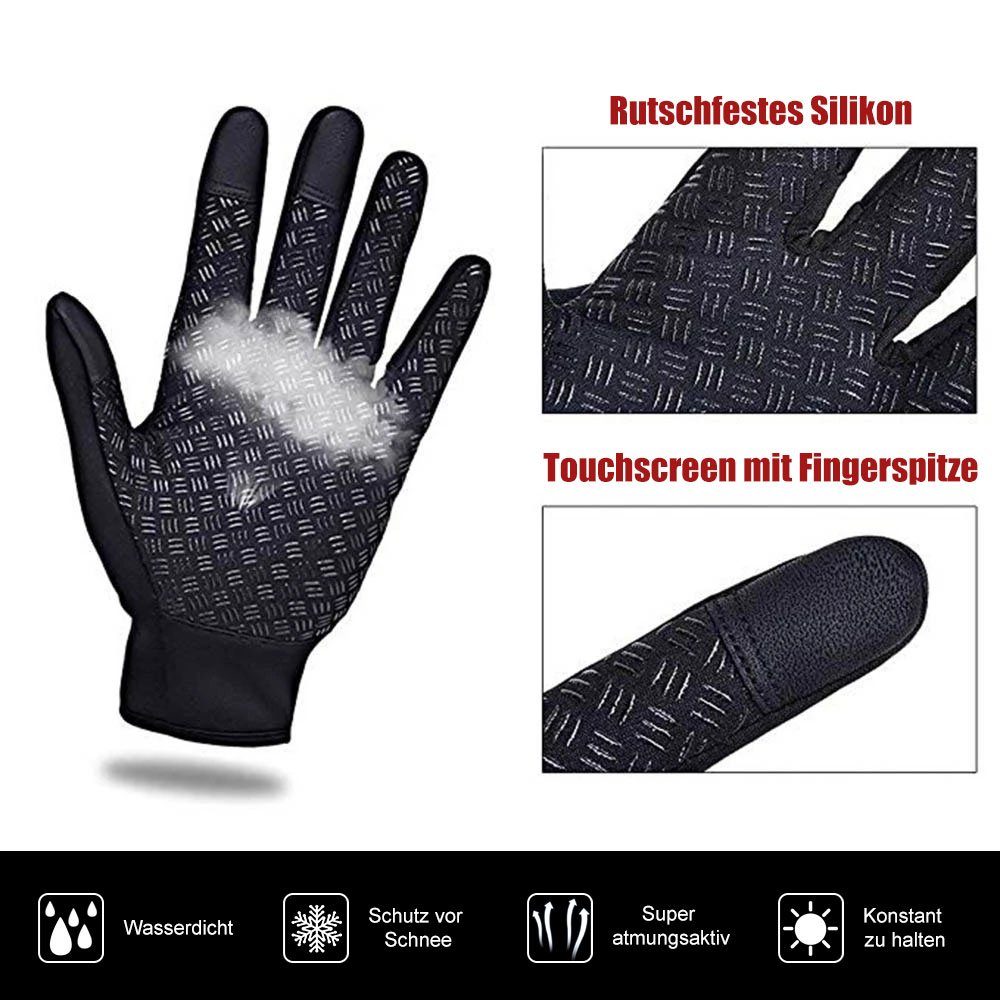 Schwarz Reithandschuhe Skifahren Handschuhe Handschuhe Winddichte Qelus Thermo Touchscreen