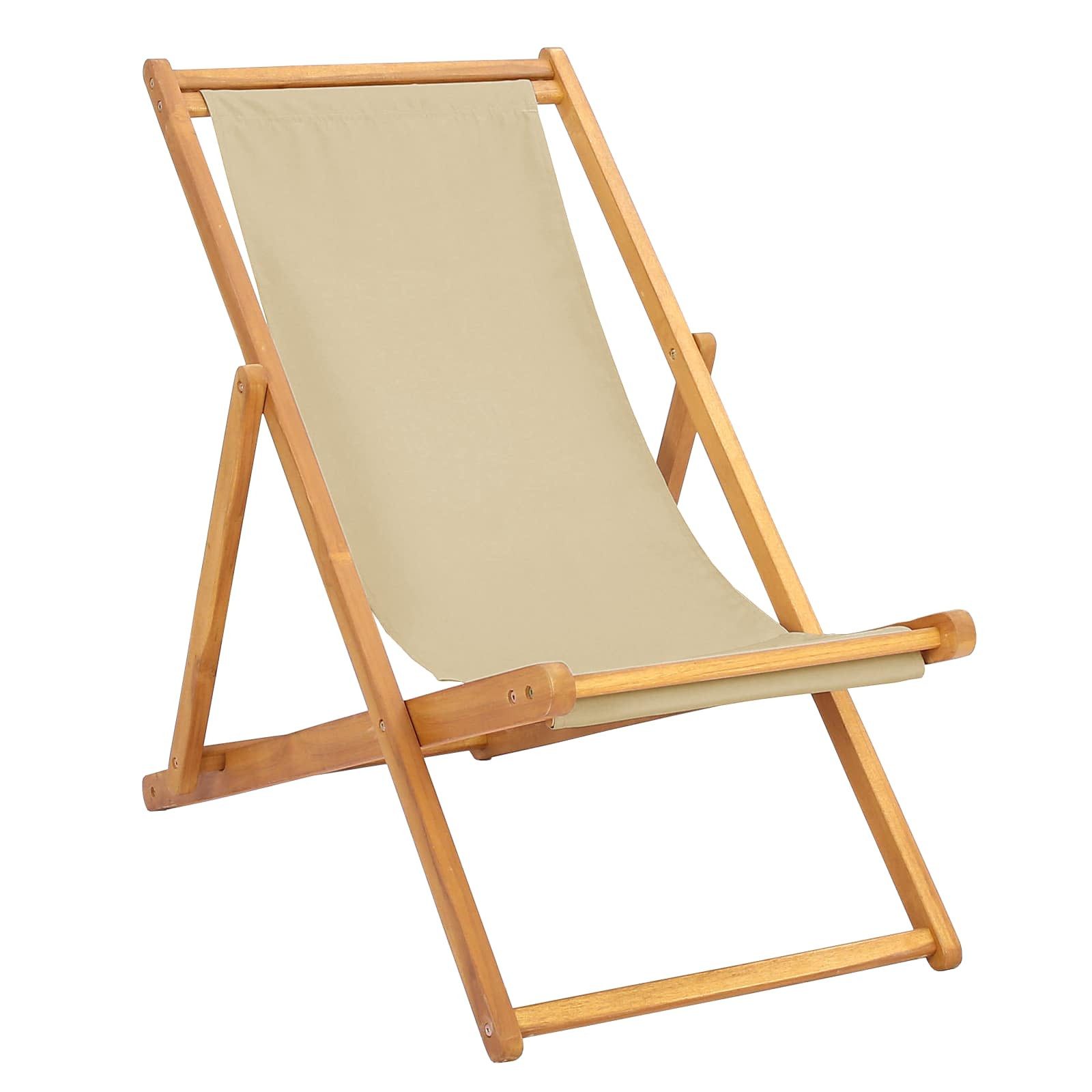 vidaXL Gartenstuhl Liegestuhl Beige Massivholz (1 St)