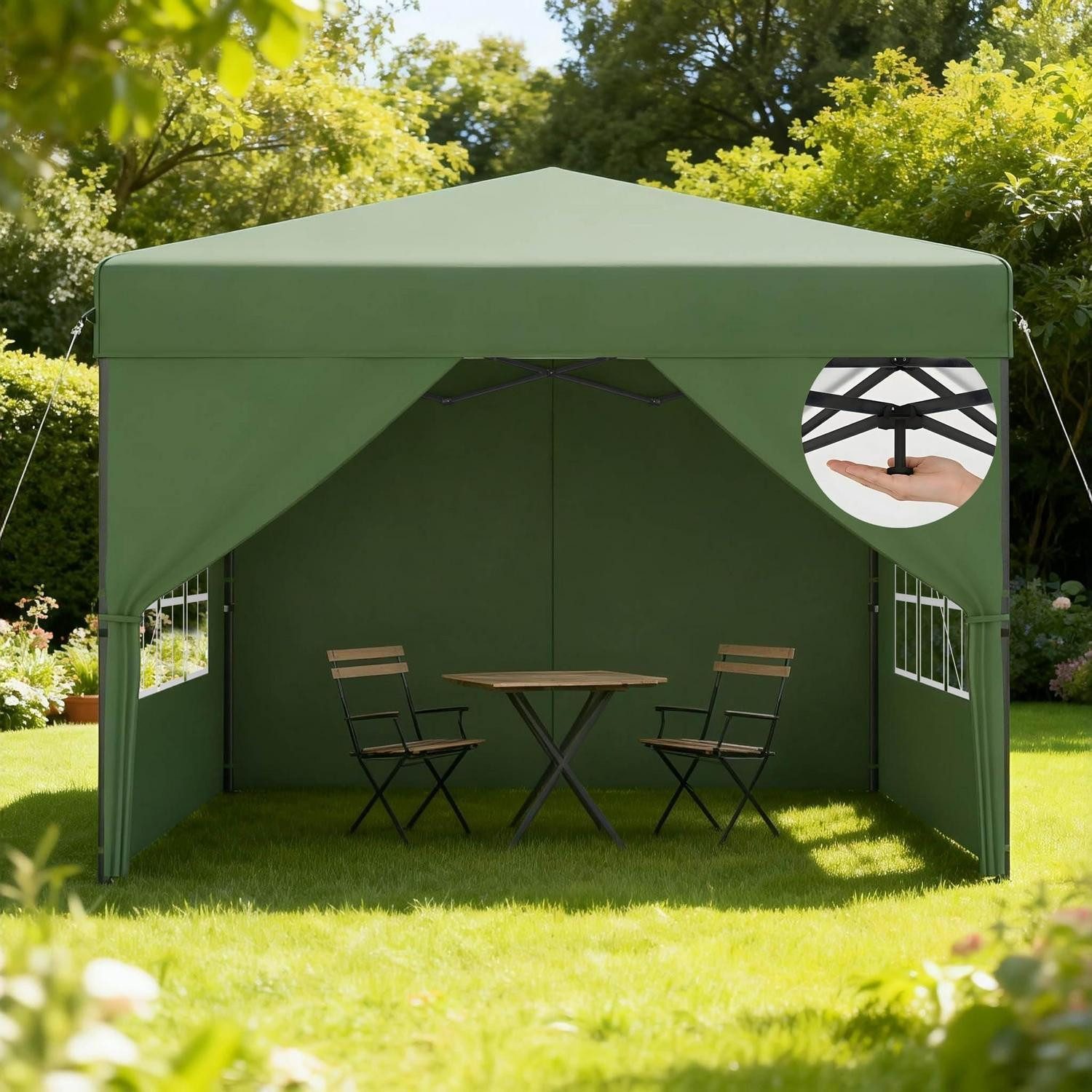 LuxusKollektion Faltpavillon Pop Up Pavillon 2.5x2.5m Schnellaufbau Grün