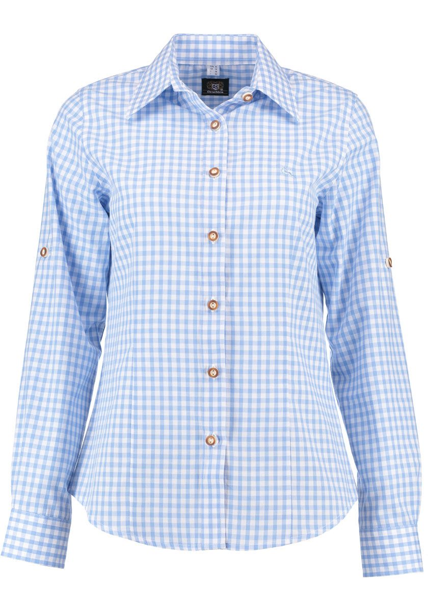 OS Trachten Trachtenbluse Qorru Taillierte Langarmbluse mit Hirsch-Stickere günstig online kaufen