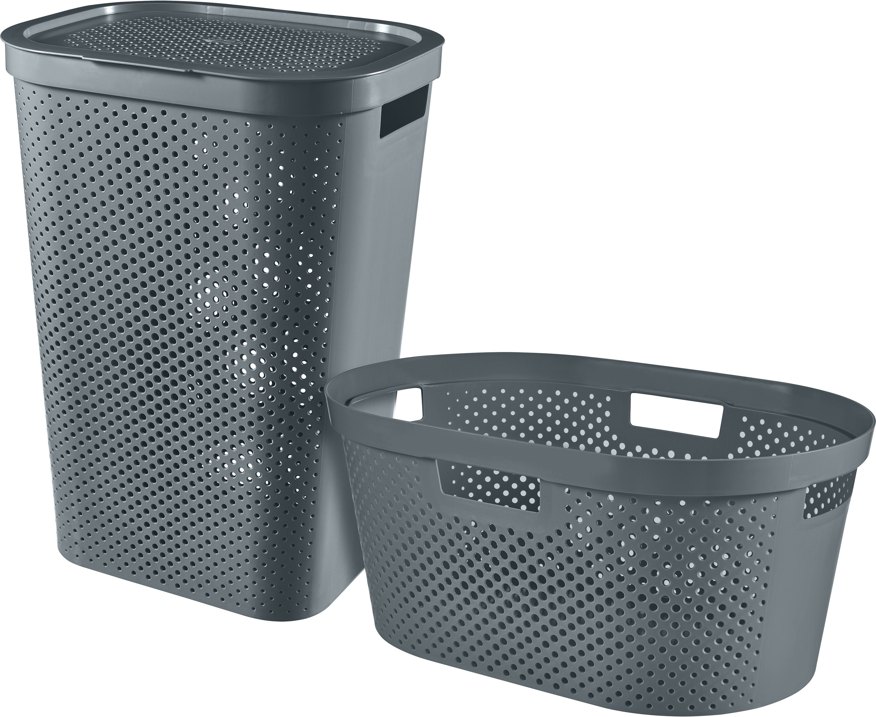 Curver Wäschebox E-COM - INFINITY RECYCLING (Set, 2 St., Wäschebox +  Wäschekorb), aus 100% Recyclingmaterial, (Wäschebox 60L + Wäschewanne 40L)