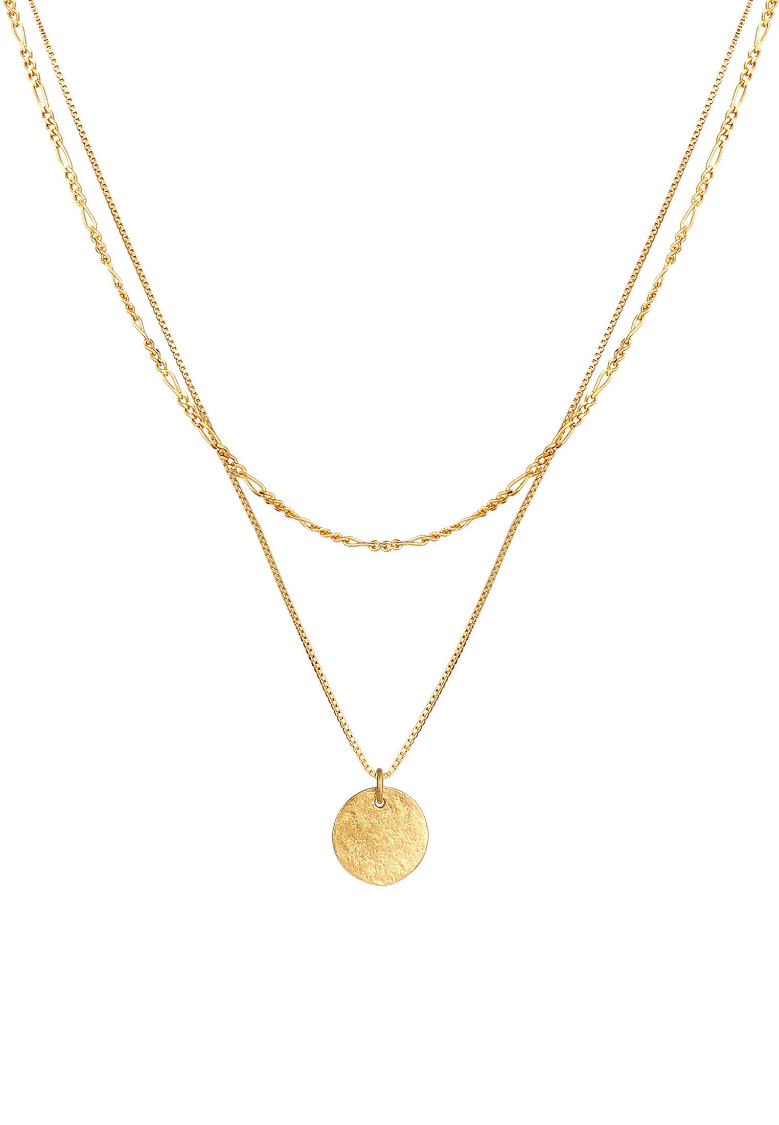 Elli Ketten-Set Layer Münze Figaro Boho 925 Silber, Figaro günstig online kaufen