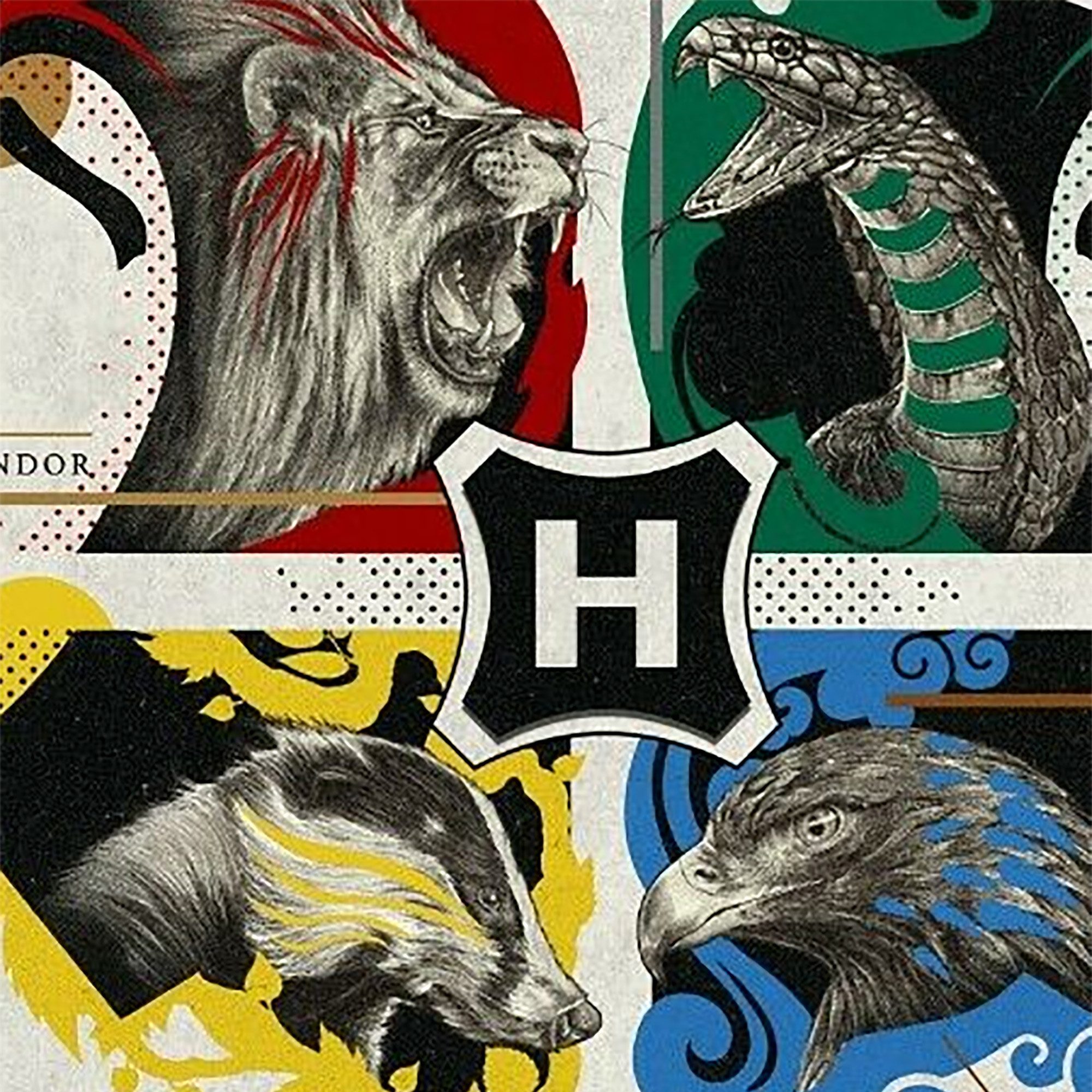 BERONAGE Kinderbettwäsche Harry Potter Houses Bettwäsche Linon / Renforcé 147 Bettbezug School, 100% Baumwolle, 2 teilig, 135x200 + 80x80 cm