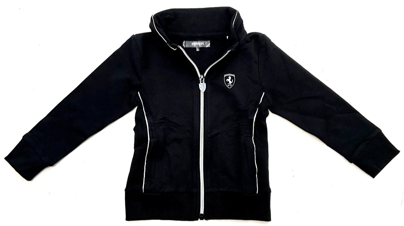 Ferrari Sweatjacke Ferrari kinder Sweatjacke, Scuderia Ferrari Full Zip Sweater in Sportlichen Design, Mit Reißverschluss, Seitliche Glitzerlinie