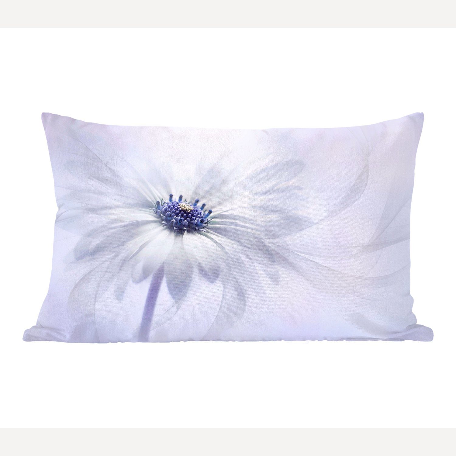 MuchoWow Dekokissen Blume - Abstrakt - Weiß, Wohzimmer Dekoration, Zierkissen, Dekokissen mit Füllung, Schlafzimmer