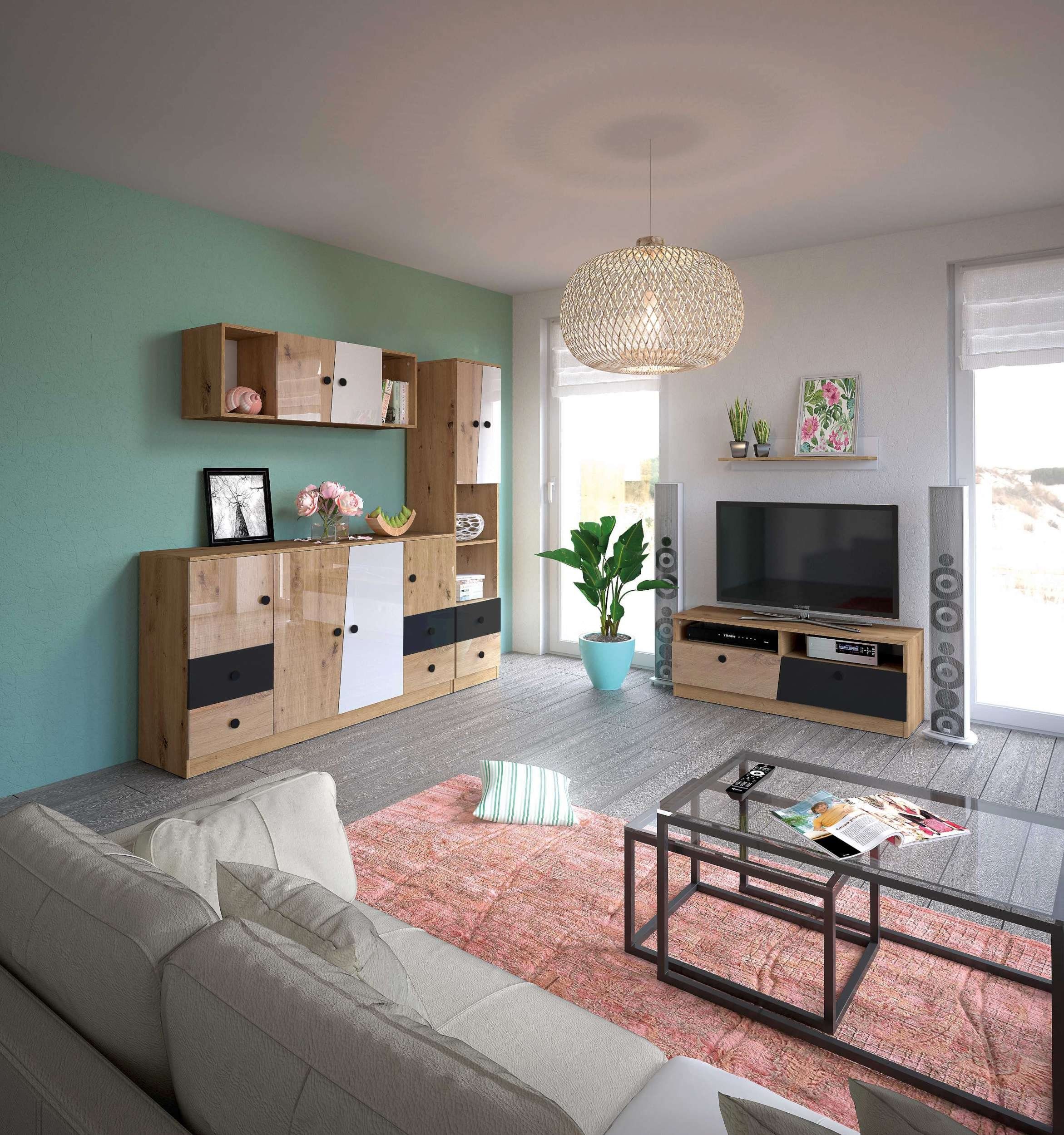 99rooms Wandregal Narin II, Wandregal, Wandschrank, 2 offene Fächer, aus Holzwerkstoff, viel Stauraum, Modern Design