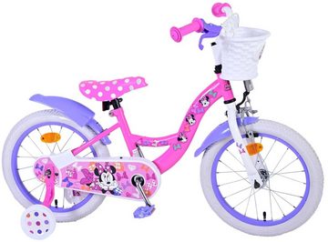 TPFSports Kinderfahrrad Disney Minnie 16 Zoll mit Rücktritt + Handbremse, 1 Gang, (Mädchen Fahrrad - Rutschfeste Sicherheitsgriffe), Kinder Fahrrad 16 Zoll mit Stützräder Laufrad Mädchen Kinderrad