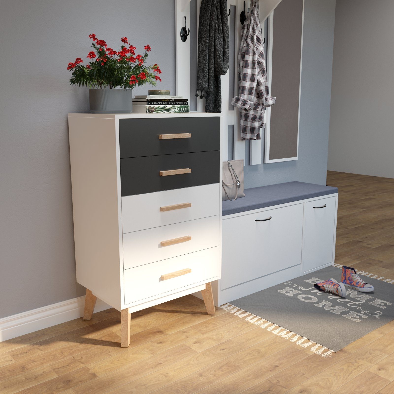 Meerveil Nachttisch Kommodenschrank, Sideboard,Nachtschrank, Weiß und günstig online kaufen