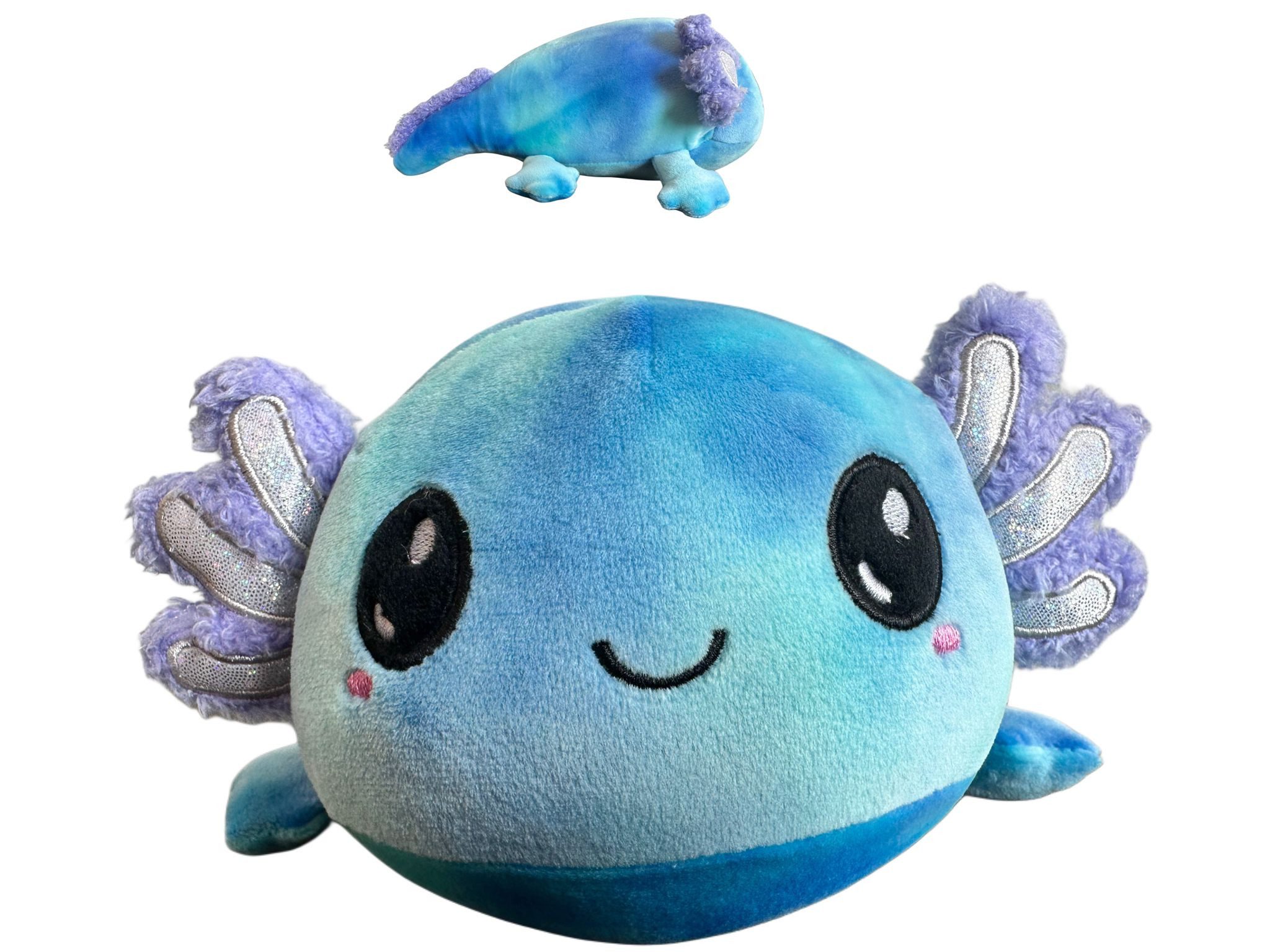 Kuscheltier Axolotl Salamander Kuscheltier Echse Molch Figur Plüsch XL 29 cm blau
