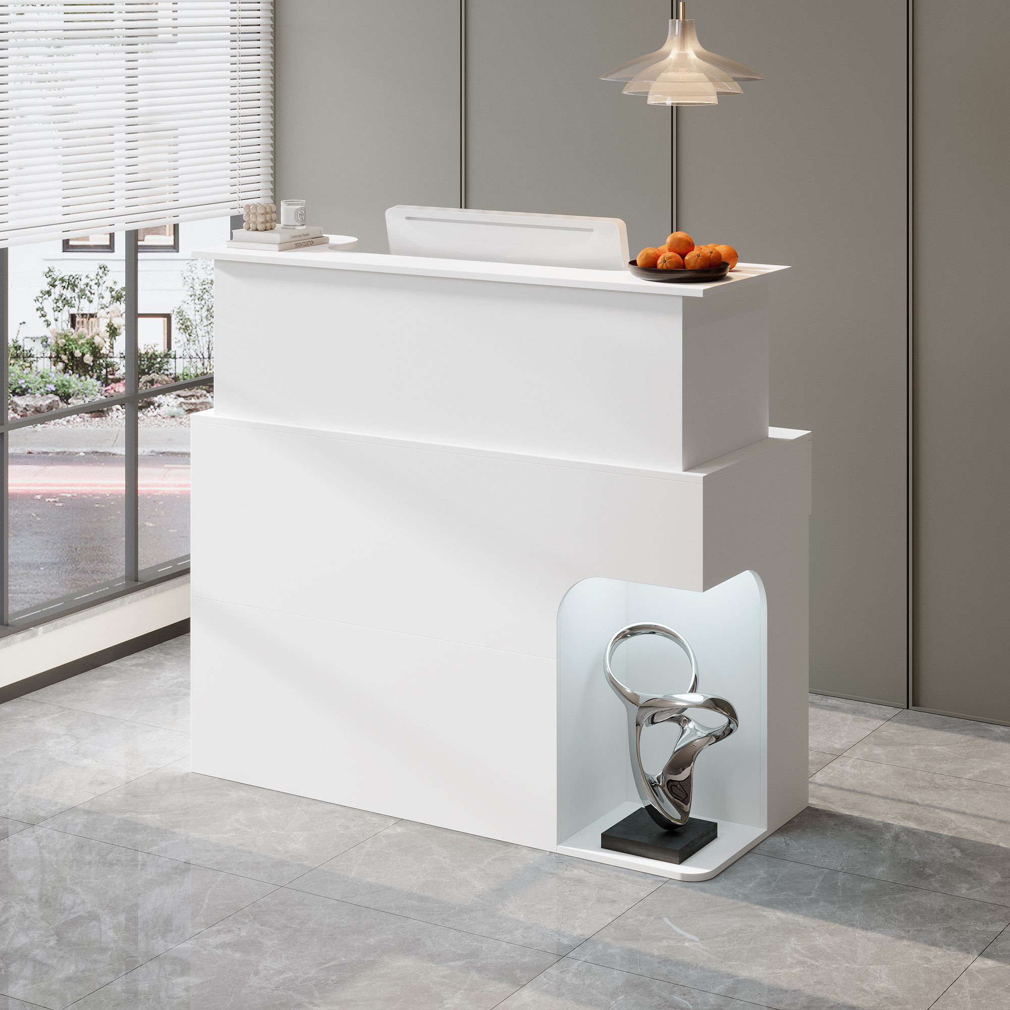 FUFU&GAGA Empfangstheke Empfangstheke mit LED-Beleuchtung, Weiß, MDF, in 3 Größen