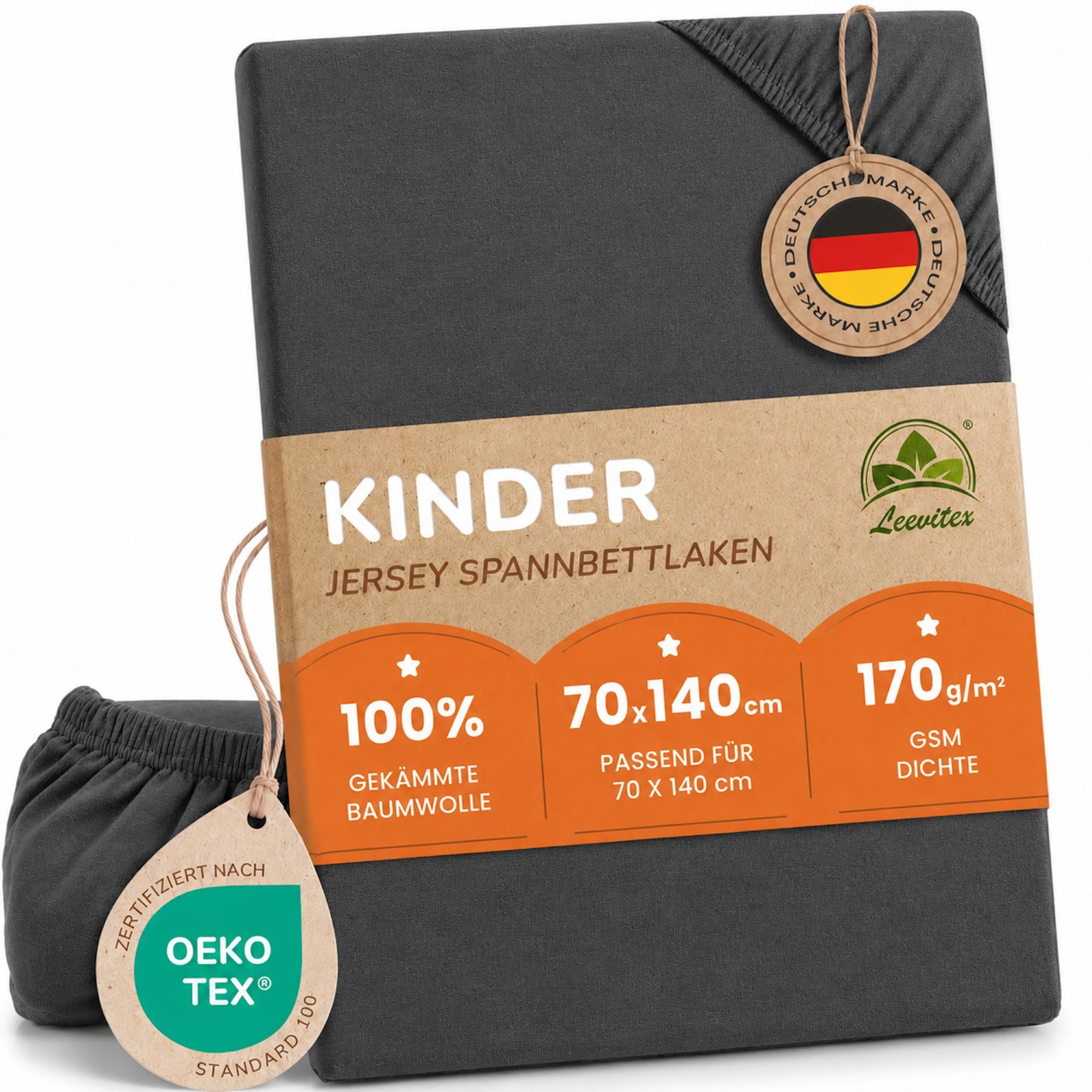 leevitex® Spannbettlaken für Kinderbetten, 1er-Set, 70 x 140 cm, Steghöhe 15 cm, Jersey, Gummizug: rundum, (1 Stück), verschiedene Farben, OEKO-TEX® STANDARD 100 zertifiziert