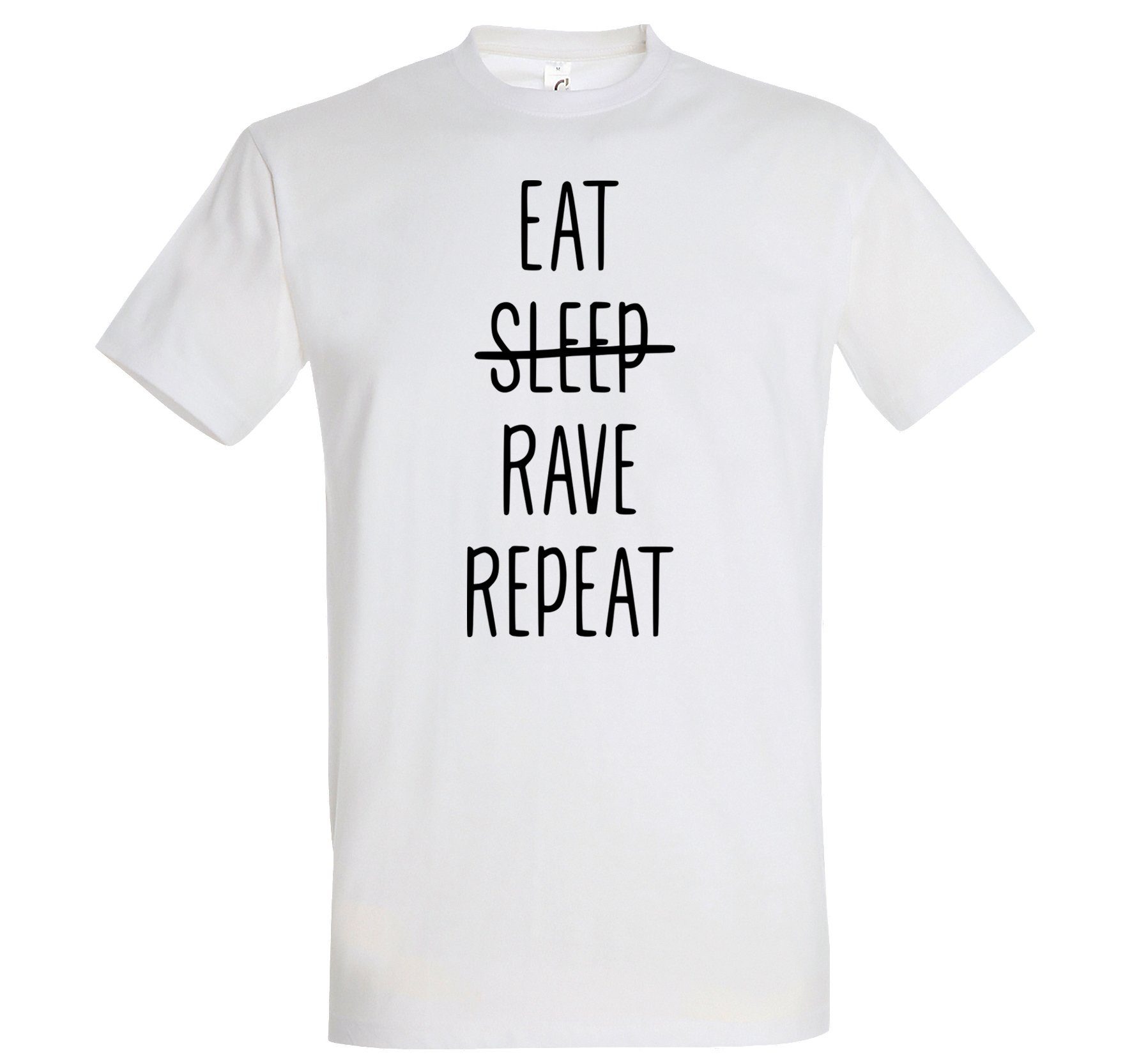 Youth Designz T-Shirt Eat Rave Repeat Herren T-Shirt mit trendigem Frontprint Weiß