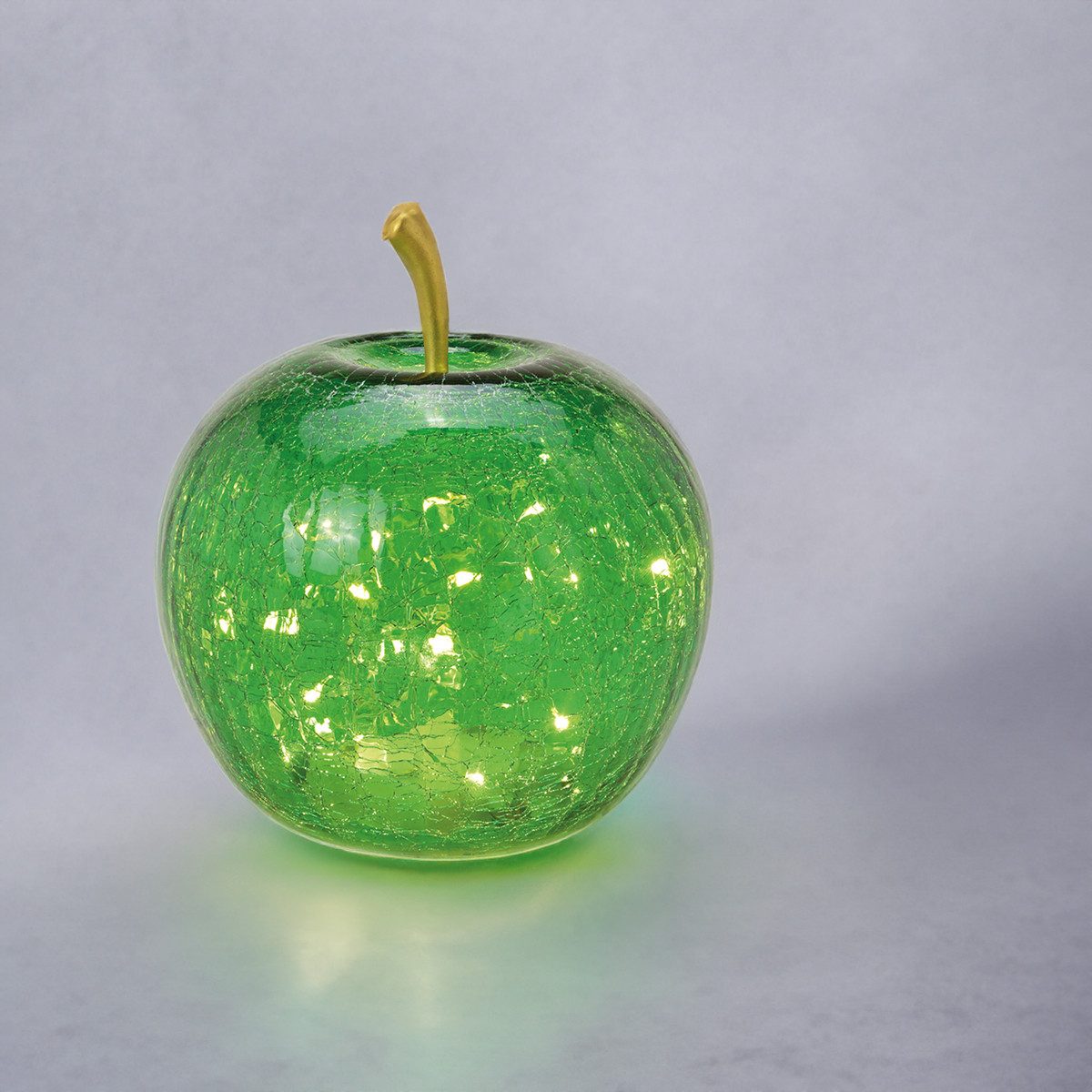 matches21 HOME & HOBBY Dekolicht Apfel & 20er LED Licht & Timer Dekoapfel Glas grün Ø 16 cm, LED, fest integriert, Batterien nicht im Lieferumfang enthalten – Bild 3 von 5